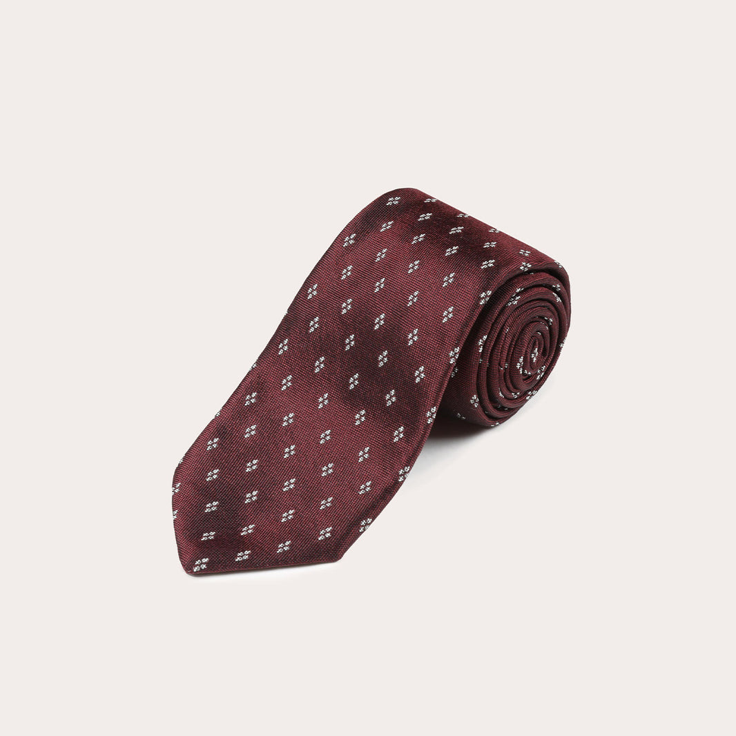 Cravate bordeaux à motifs