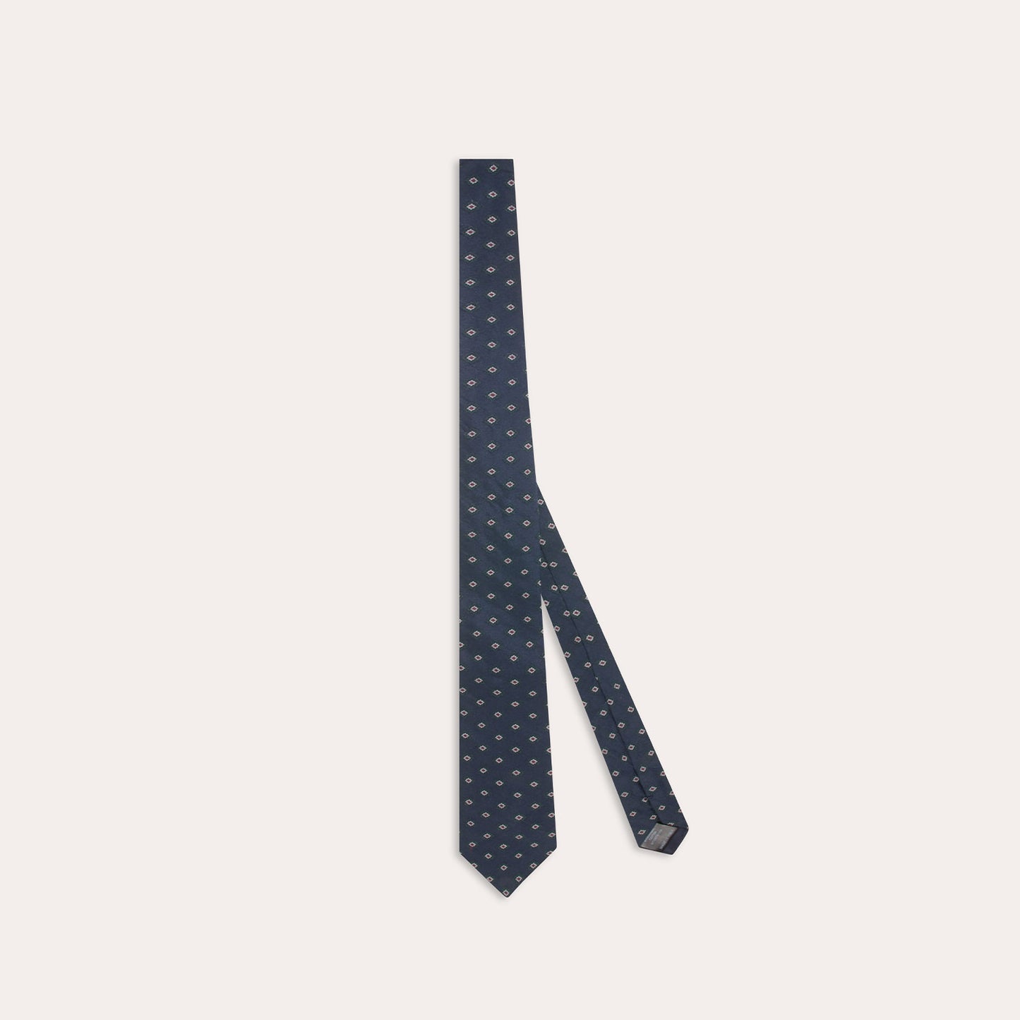 Cravate en coton soie marine vert à motifs