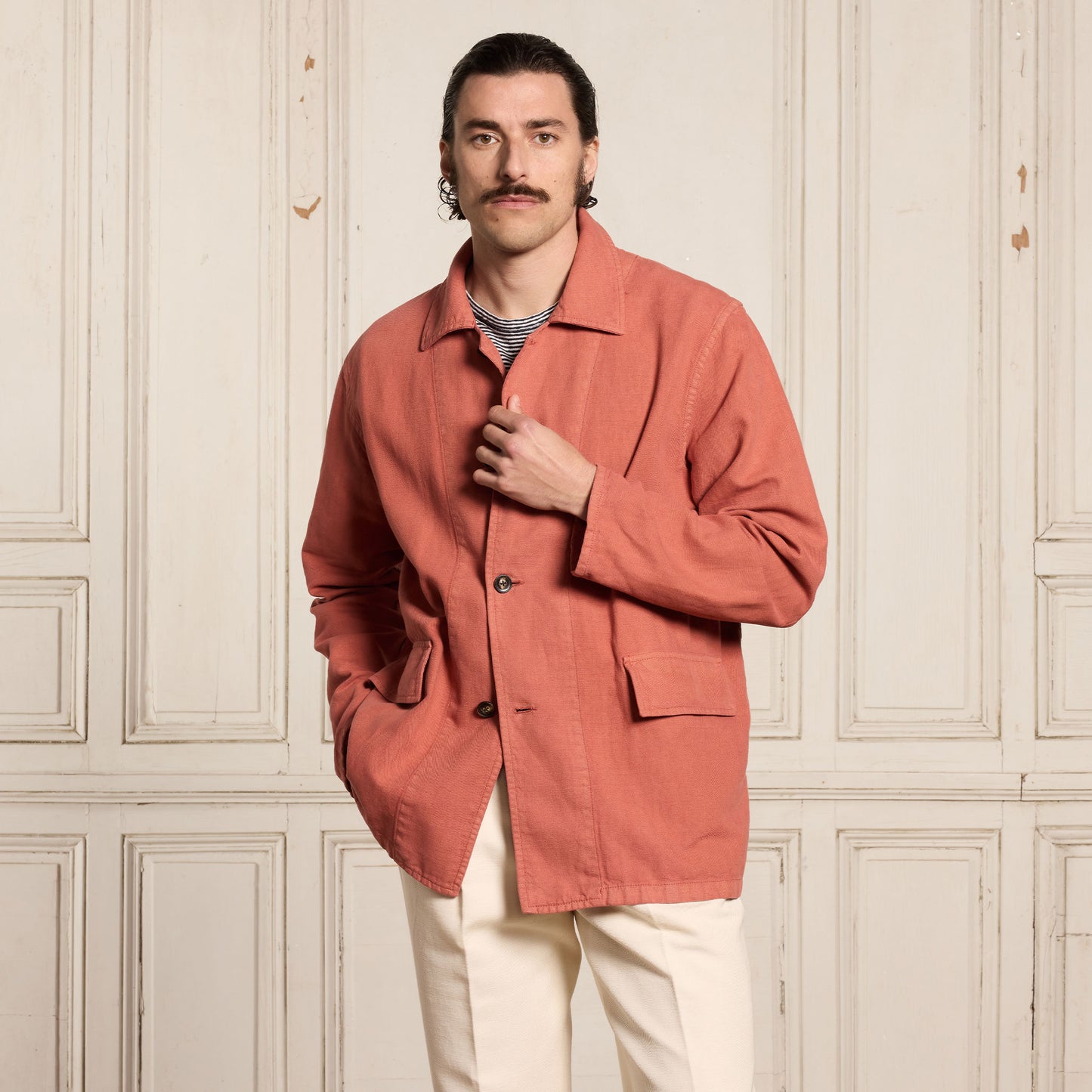 Coral cotton and linen work jacket