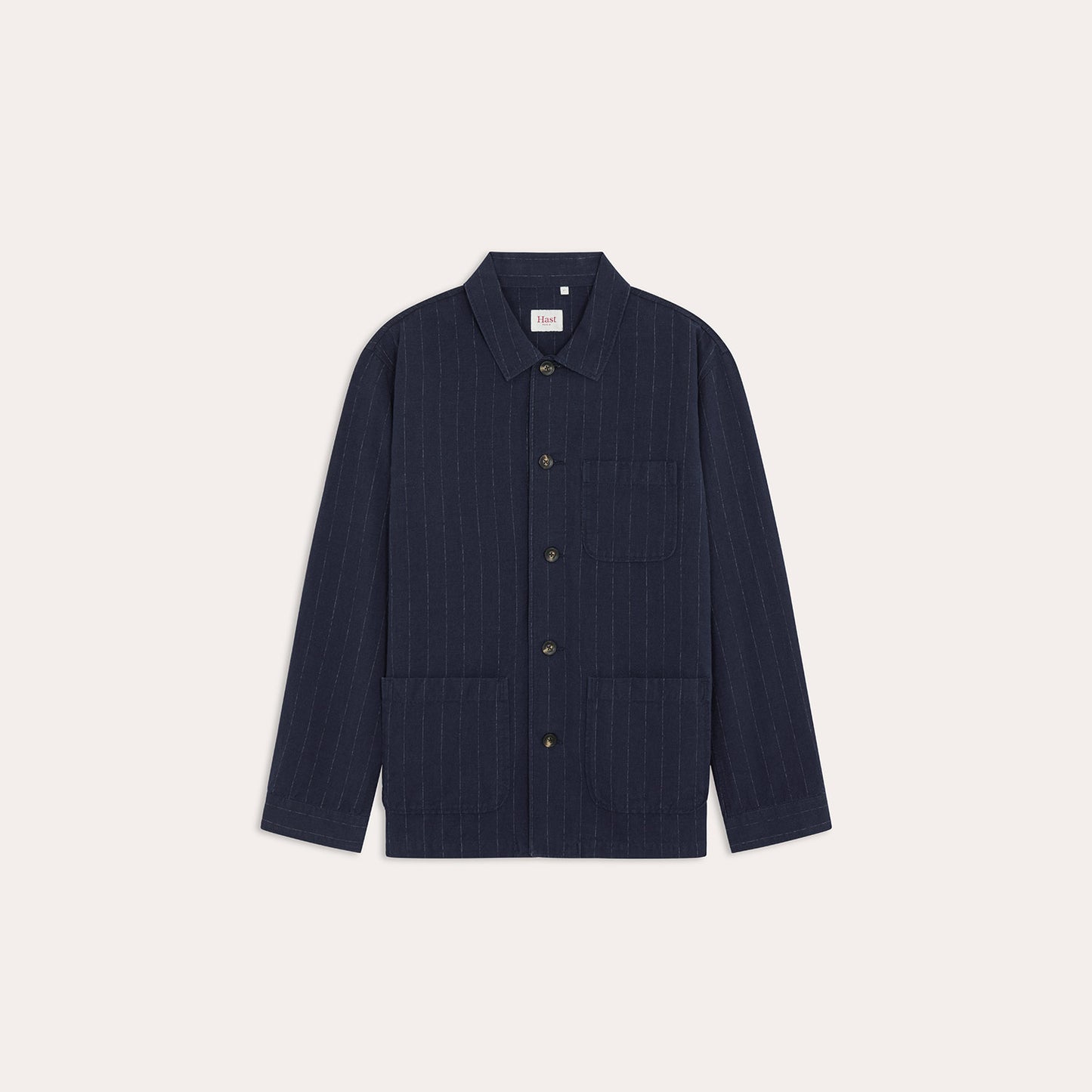 Navy striped linen and cotton workshop jacket