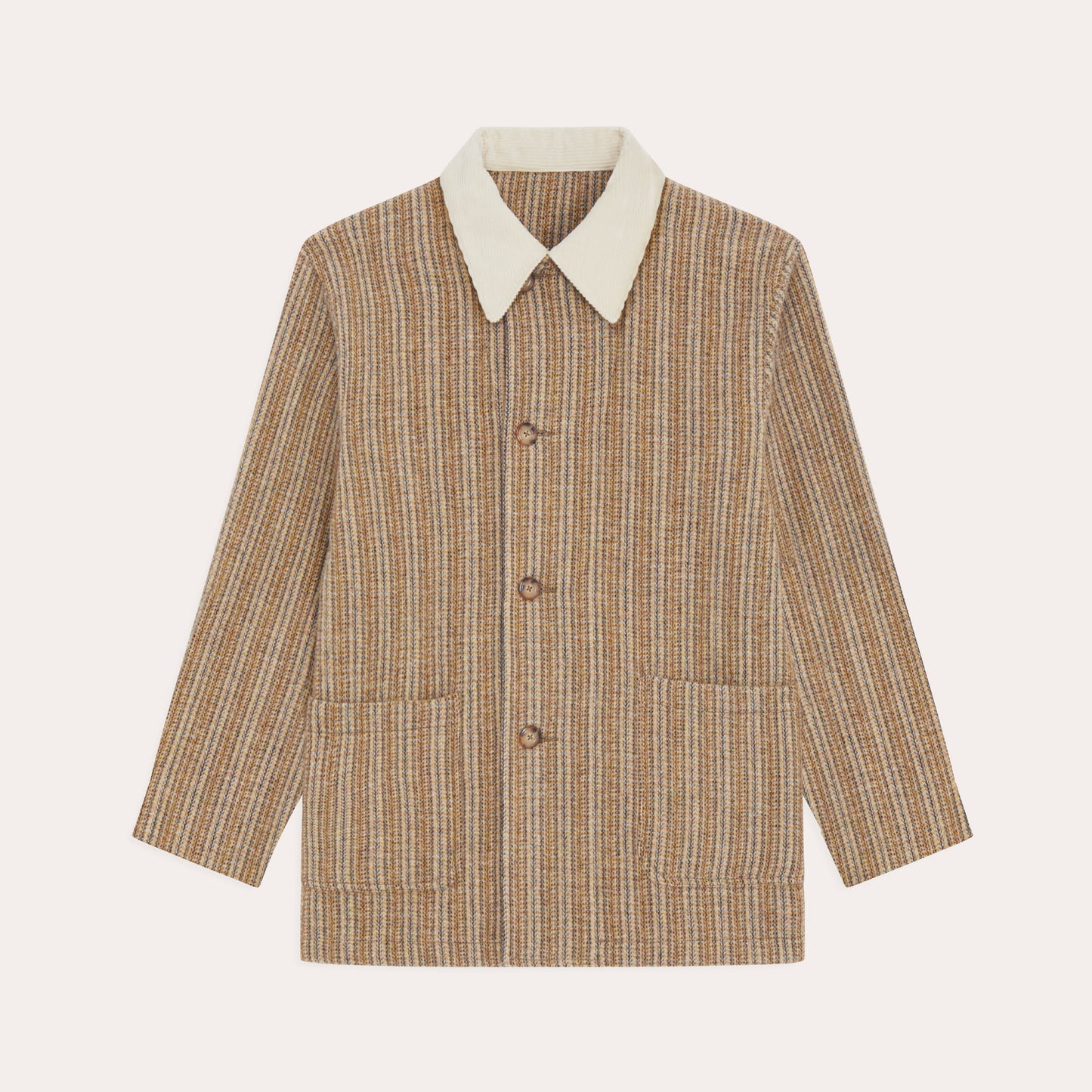 Veste de travail en laine beige à motifs