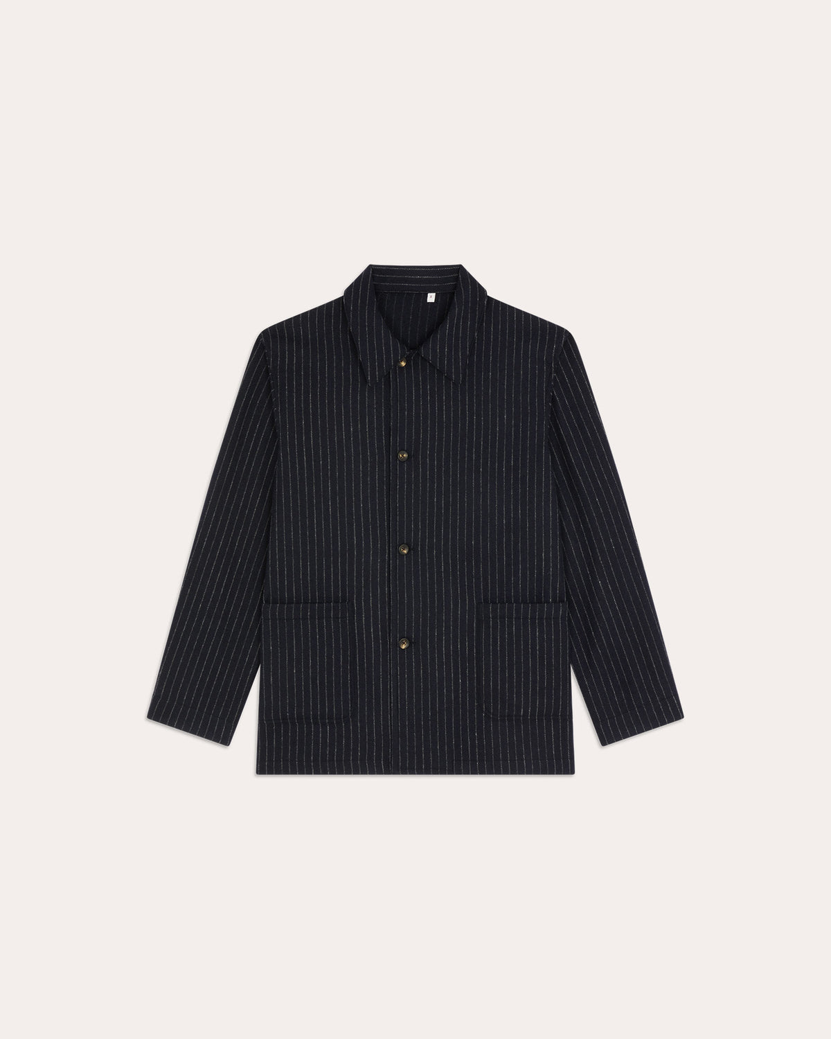 Work jacket in navy blue virgin wool with chalk stripes