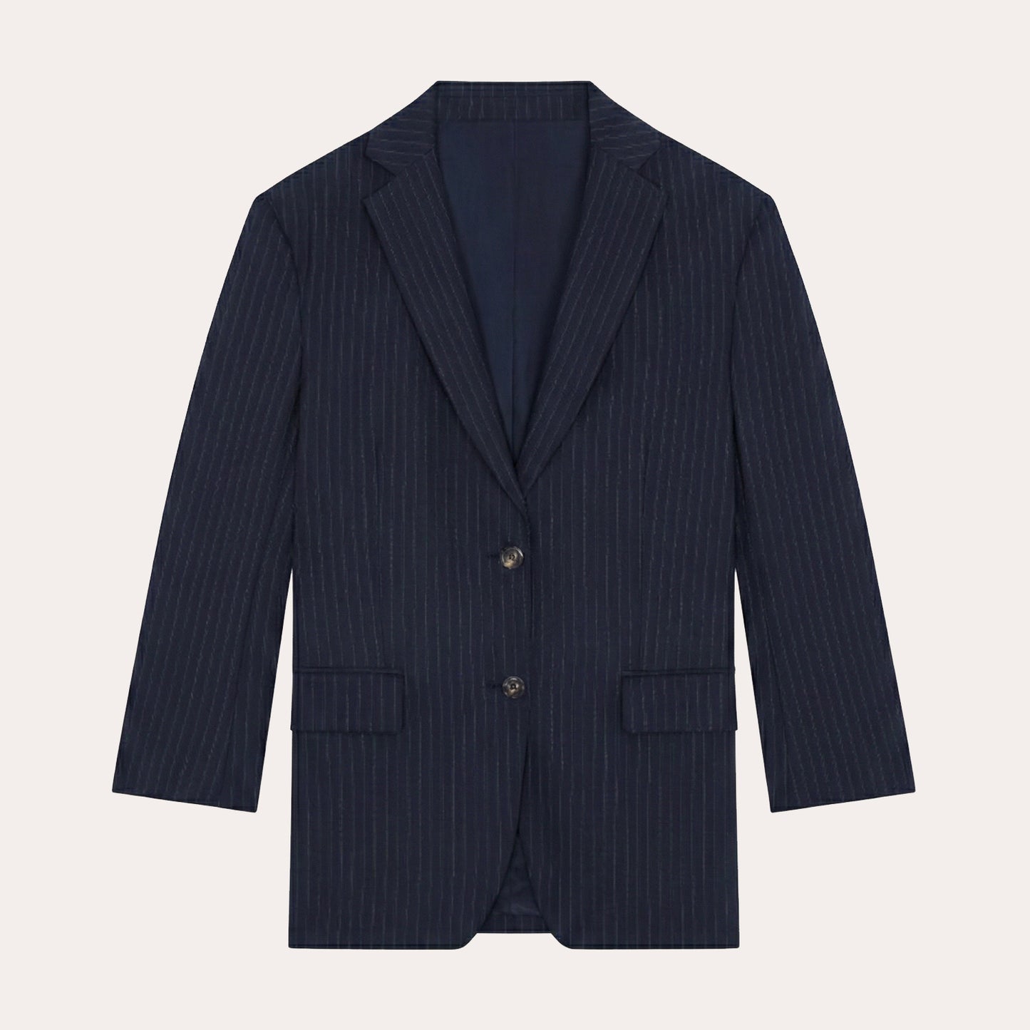 Veste tailleur en laine rayée marine