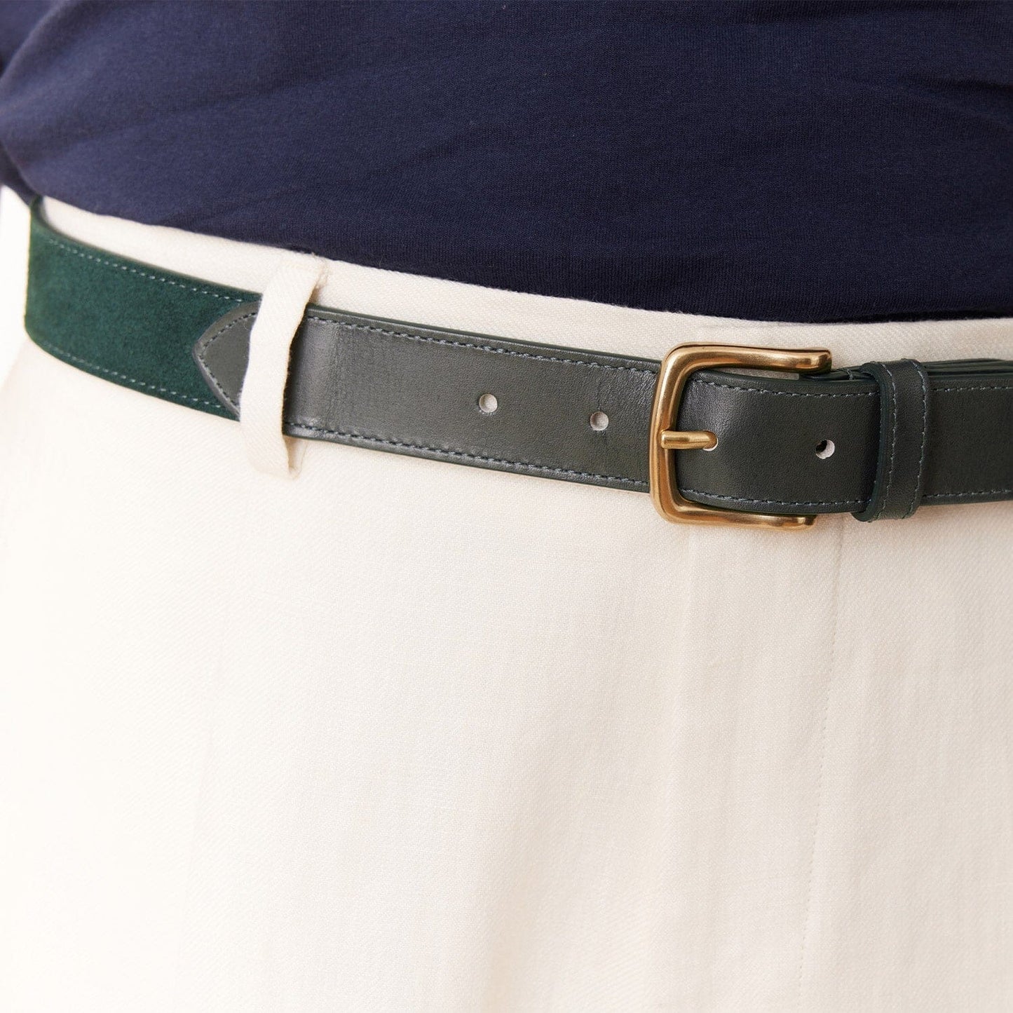 Ceinture ajustable en cuir suédé vert forêt