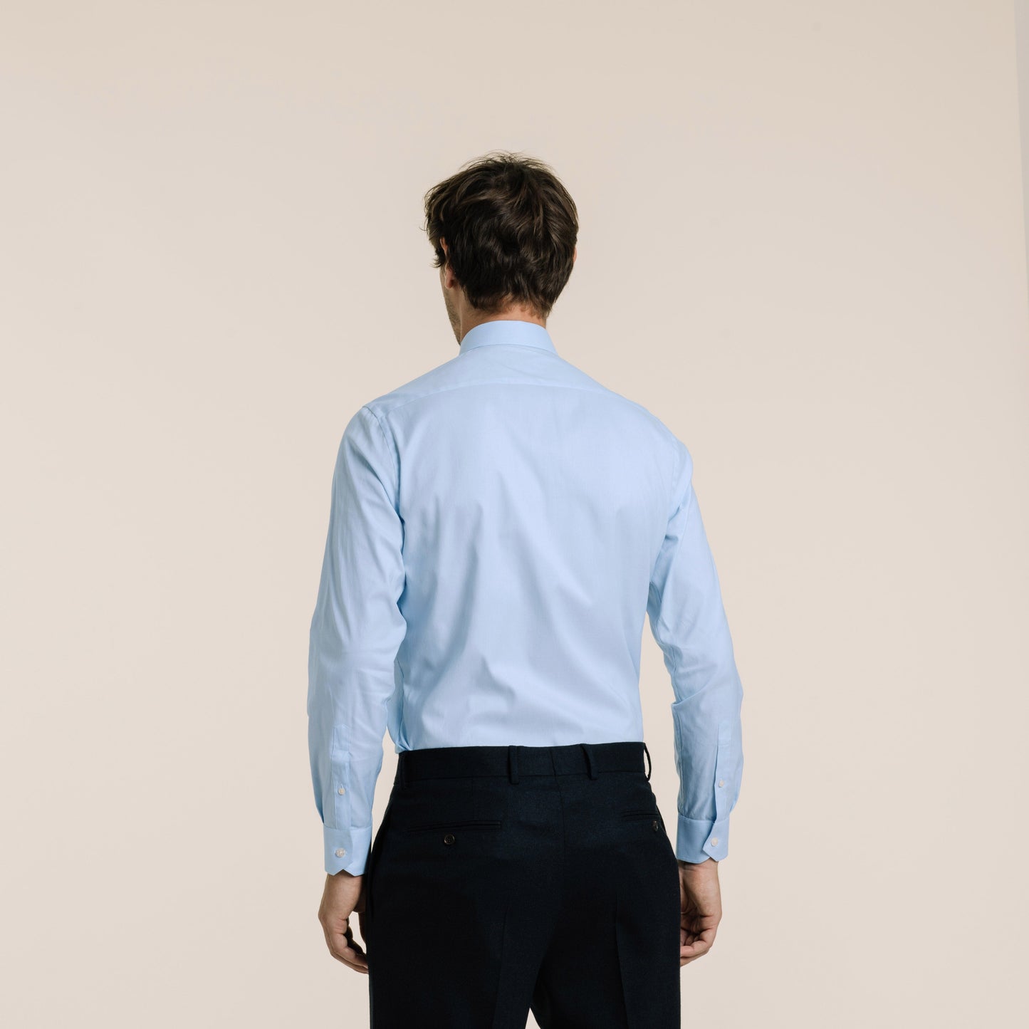 Chemise en popeline double retors à fines rayures bleues