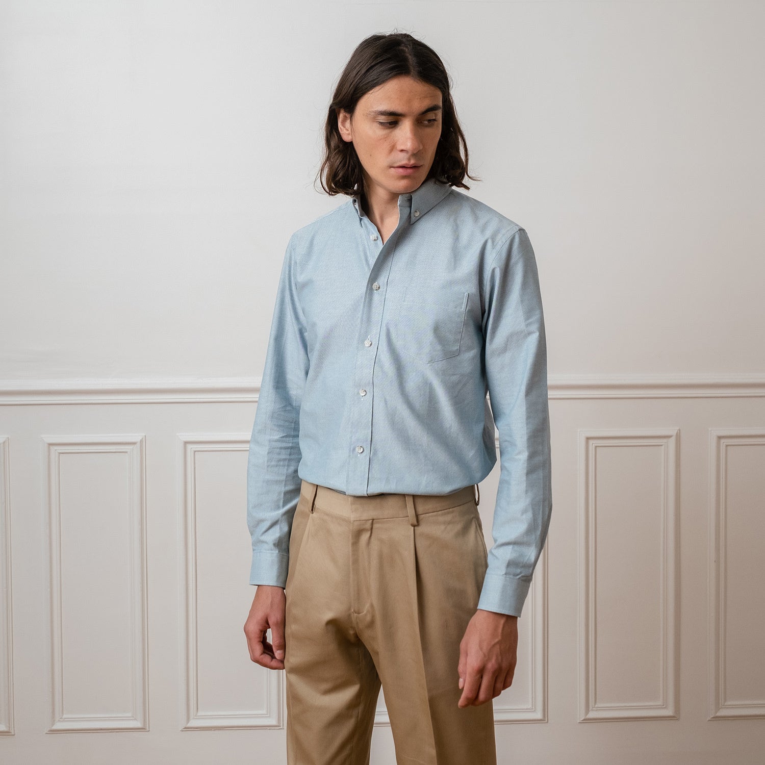 Chemise cintrée en oxford royal ciel | Café Coton