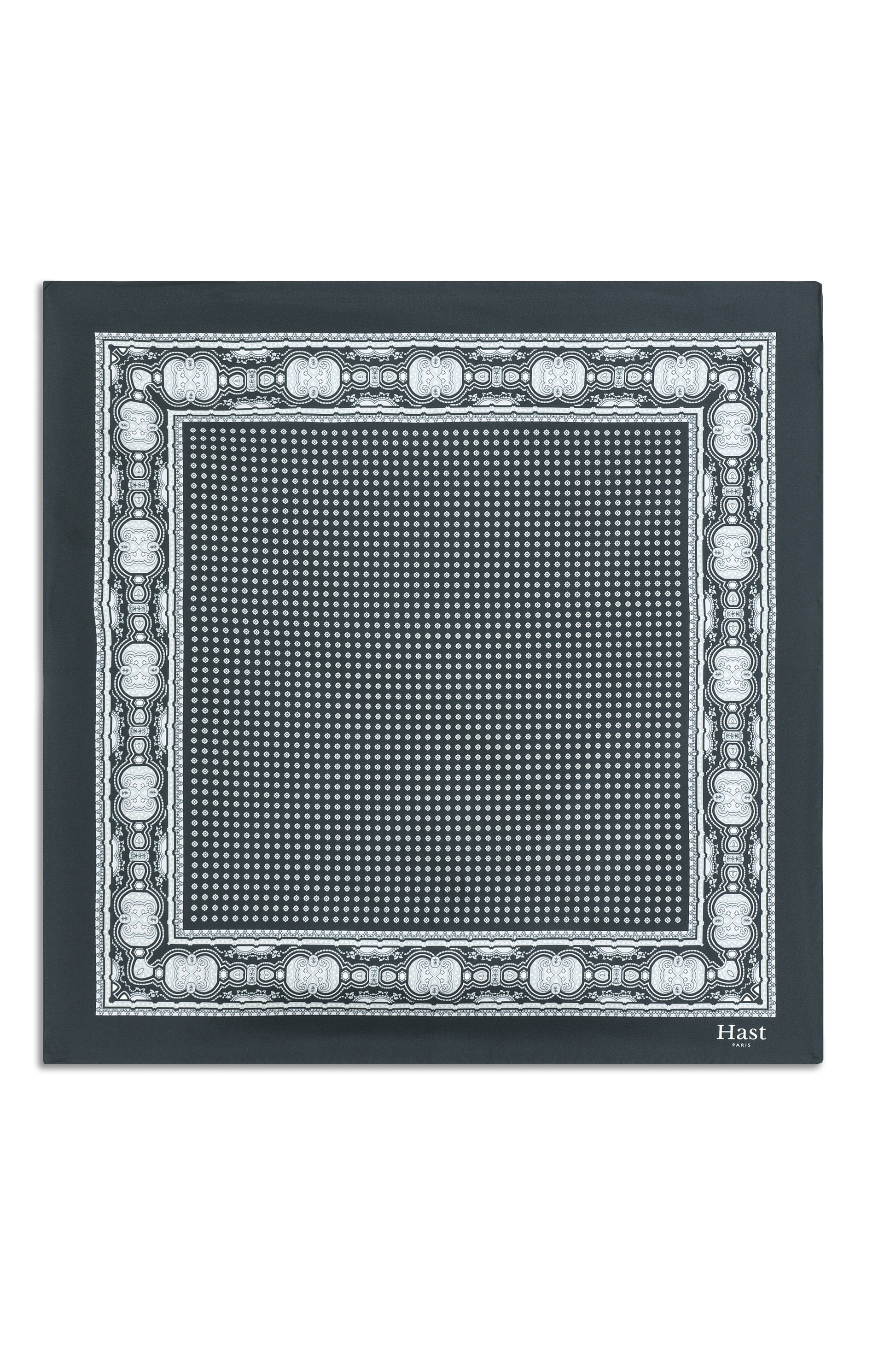 Foulard en soie gris à motif