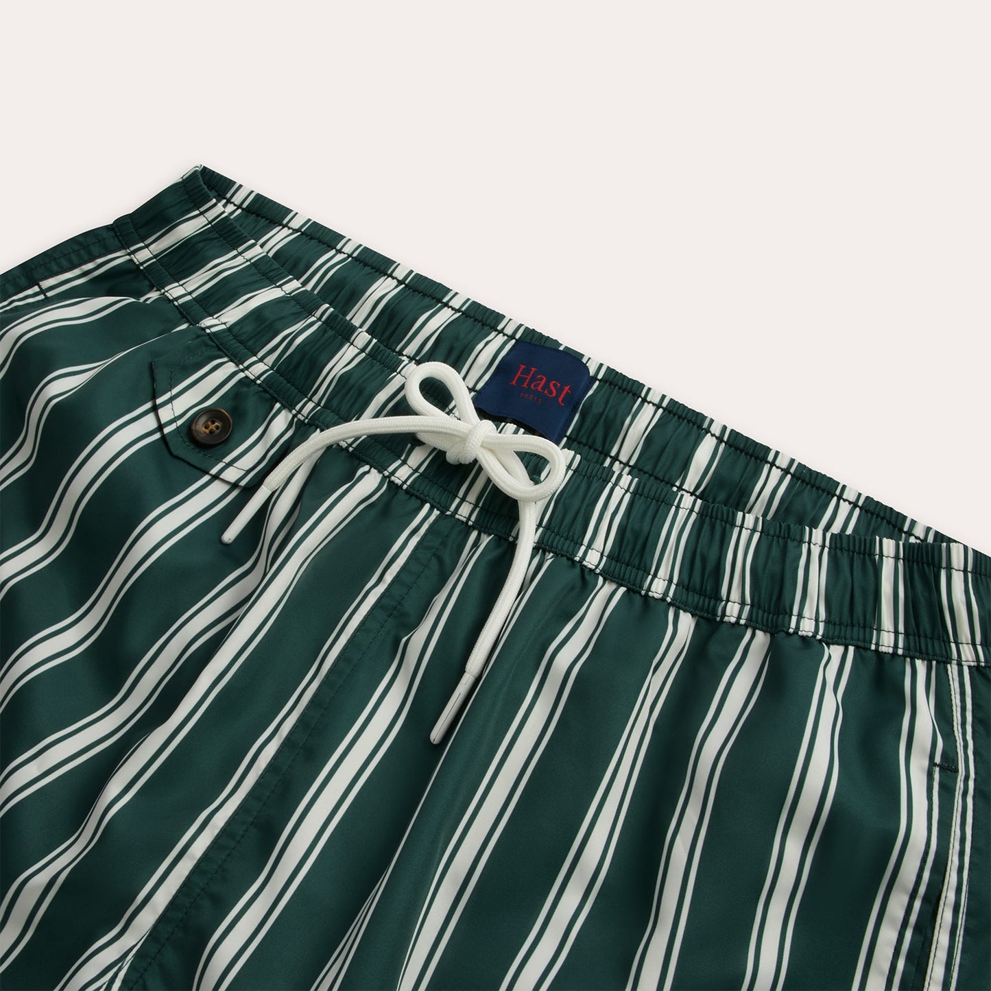 Green swimsuit with white stripes