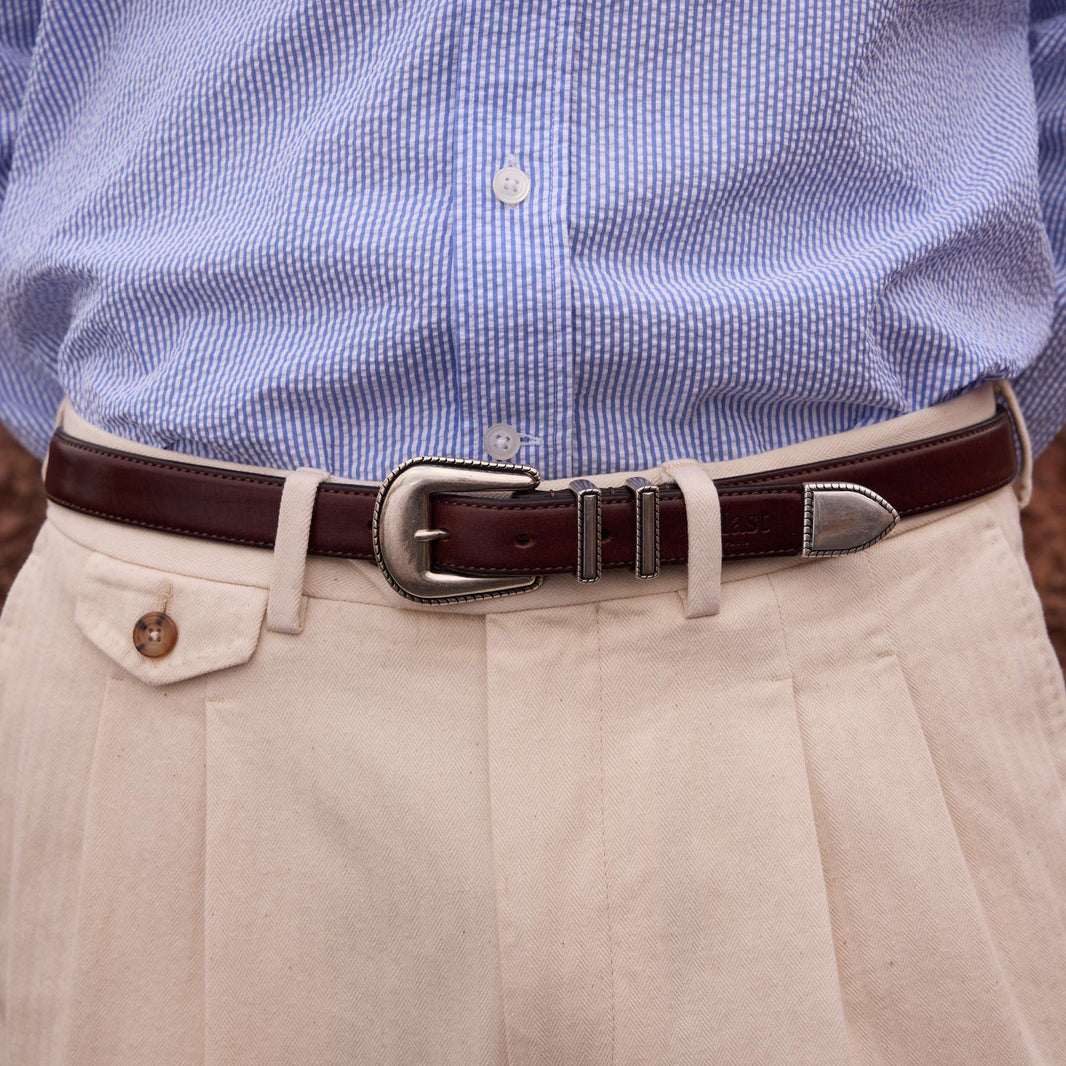 Ceinture western en cuir marron