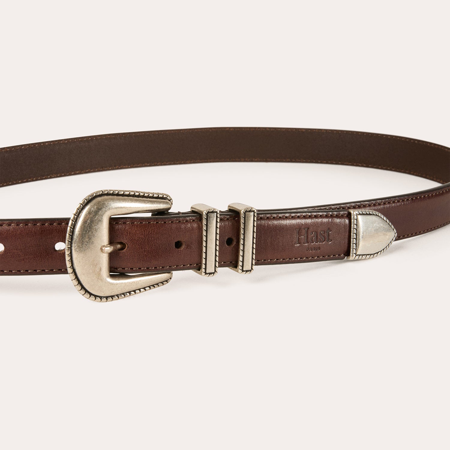 Ceinture western en cuir marron