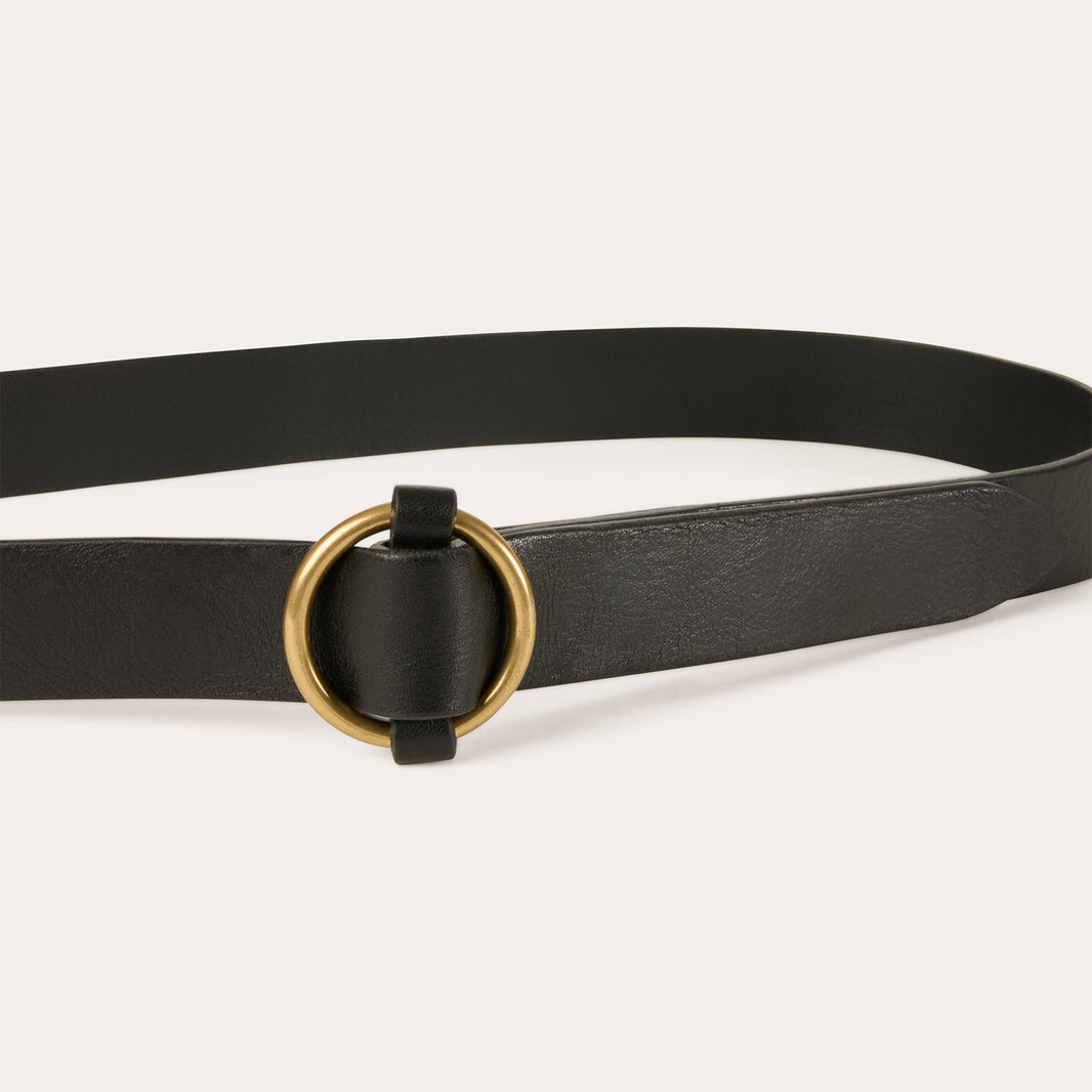 Ceinture à boucle ronde en cuir noir 