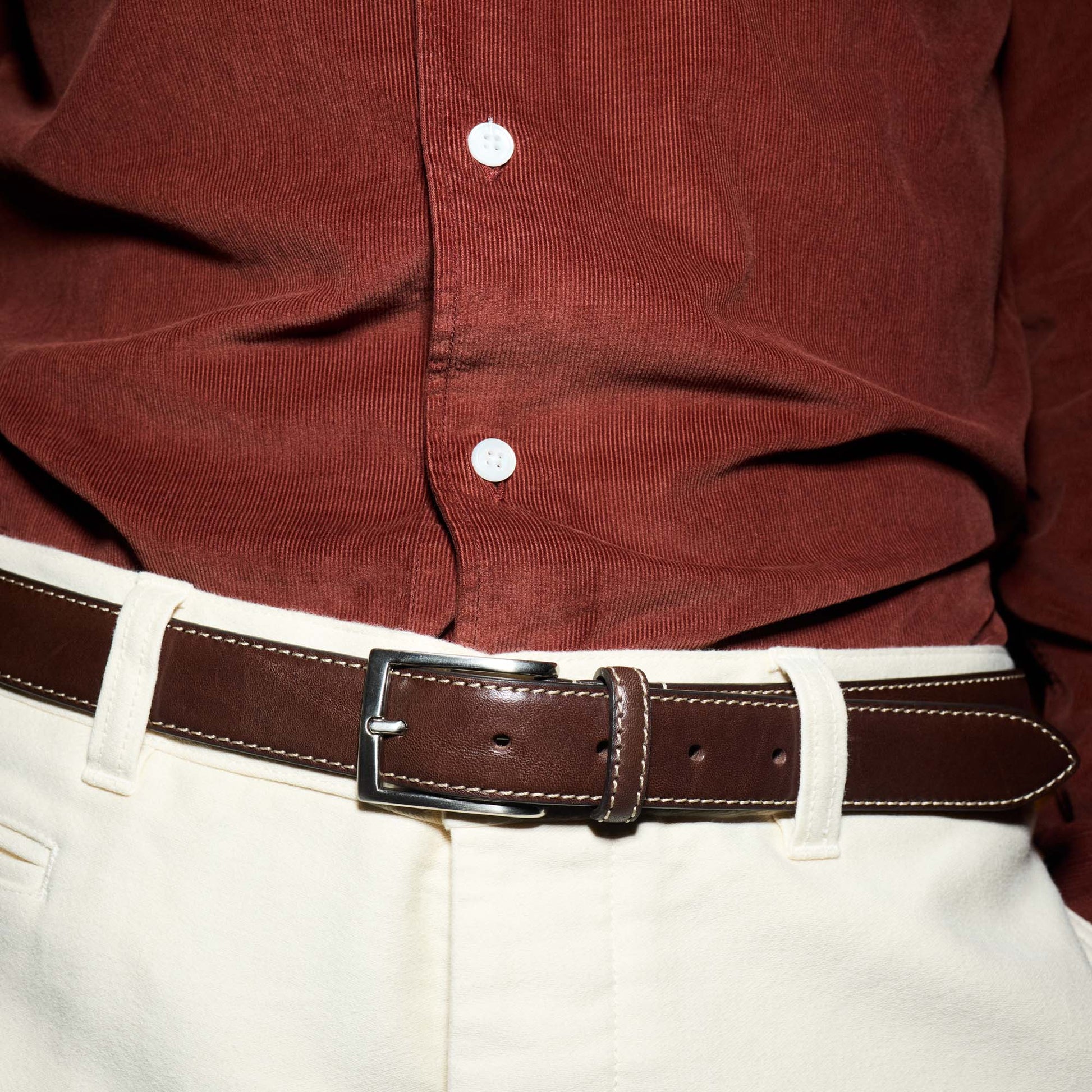 Ceinture en cuir de taureau marron foncé