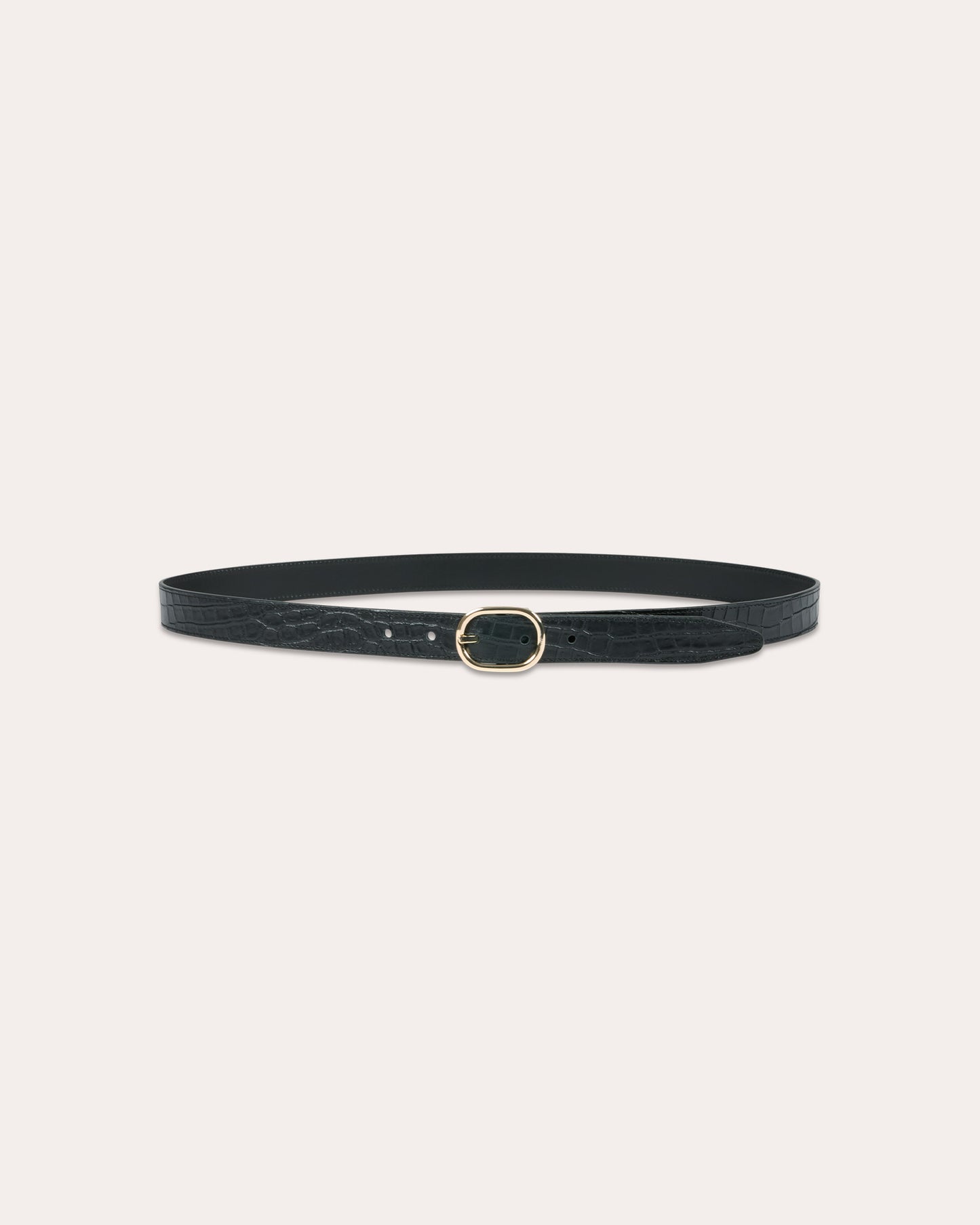 Ceinture en cuir noir embossée crocodile
