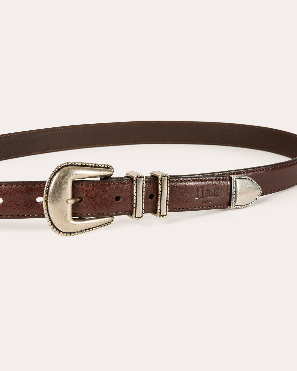 Ceinture western en cuir marron