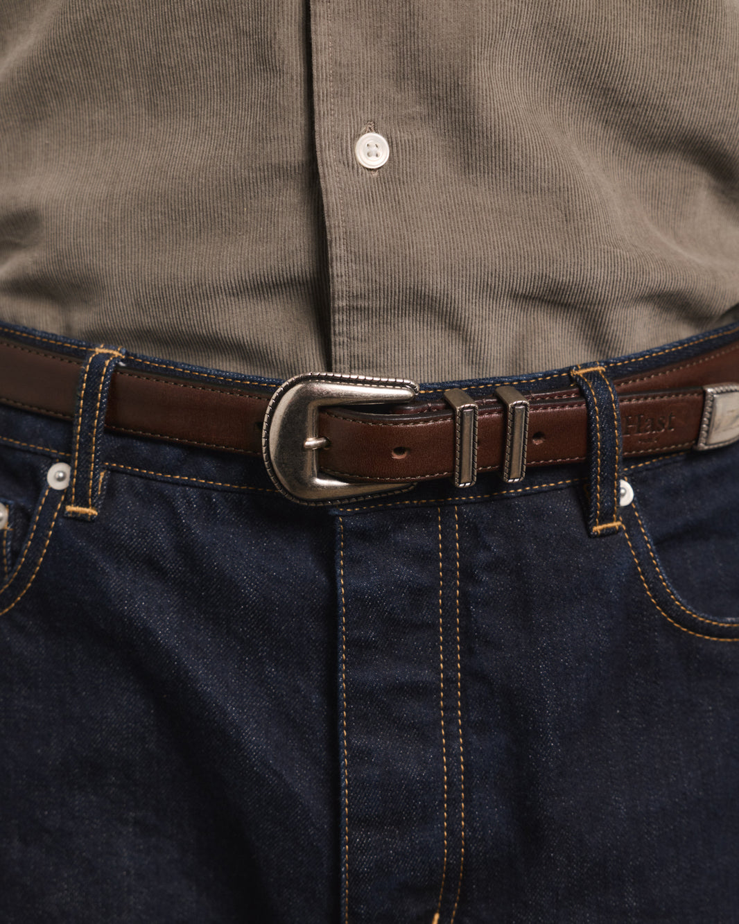 Ceinture western en cuir marron