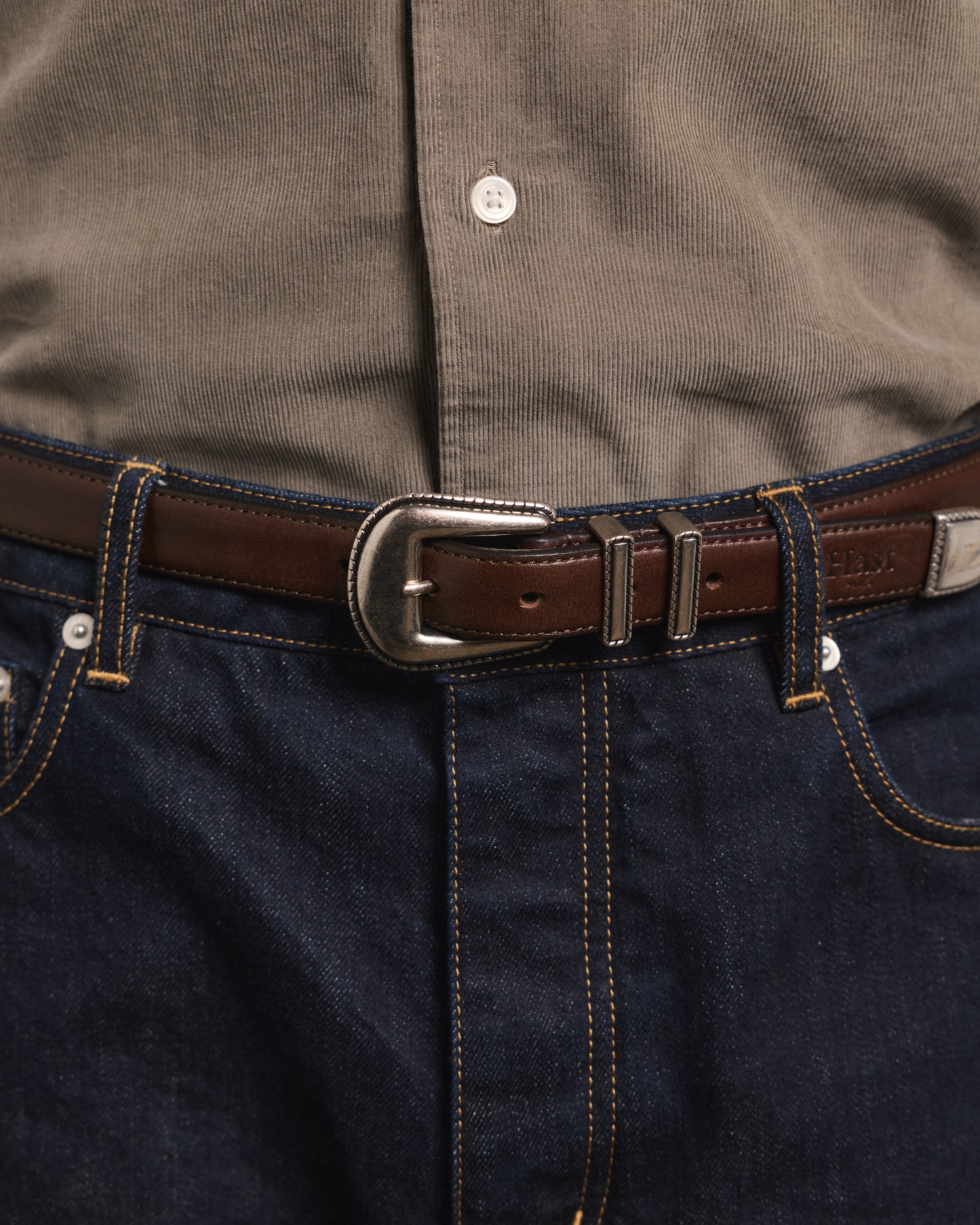 Ceinture western en cuir marron