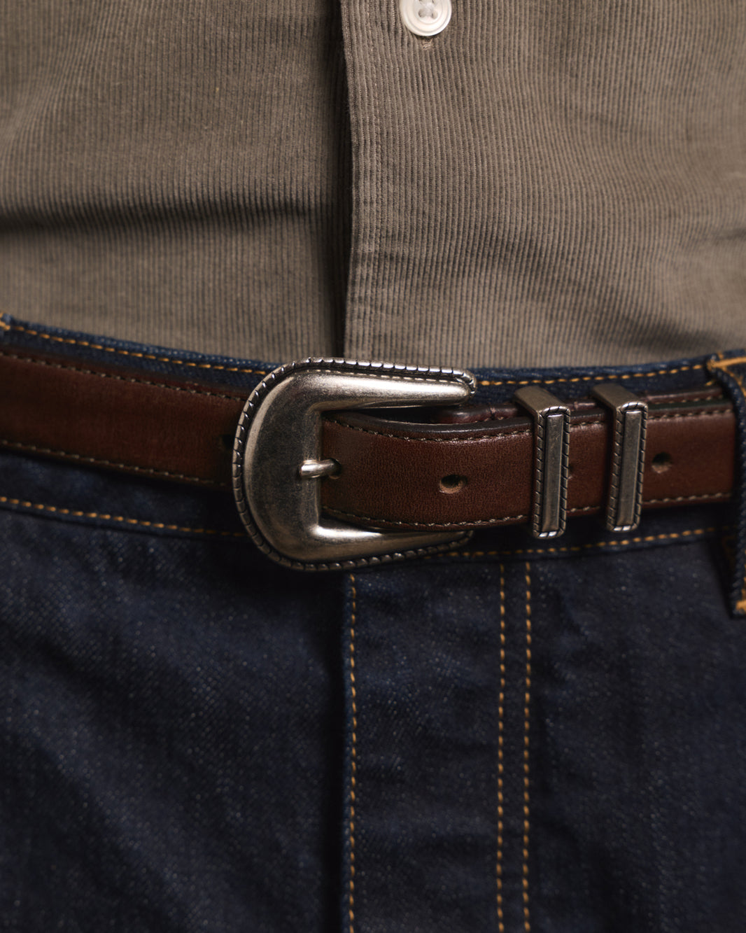 Ceinture western en cuir marron
