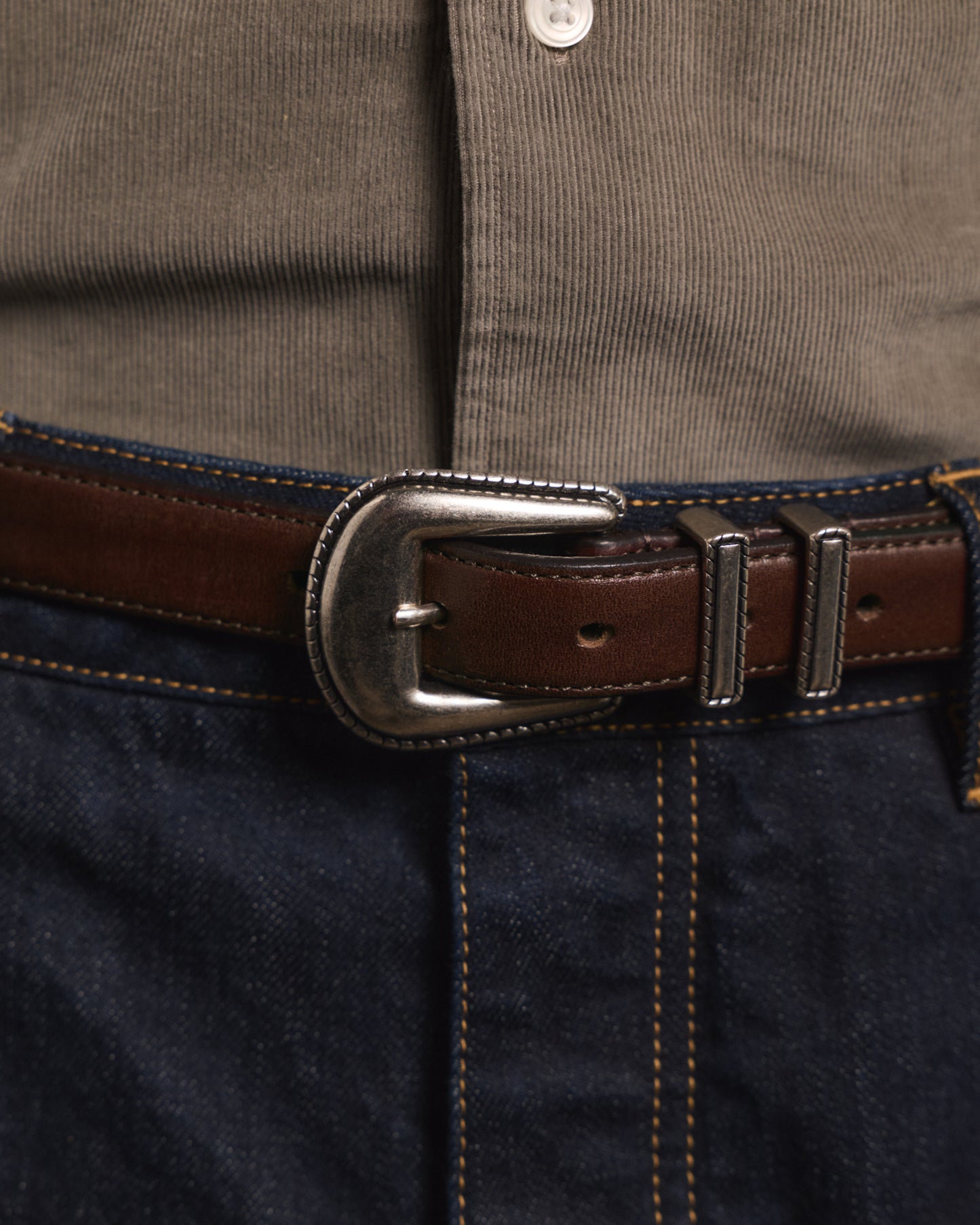 Ceinture western en cuir marron