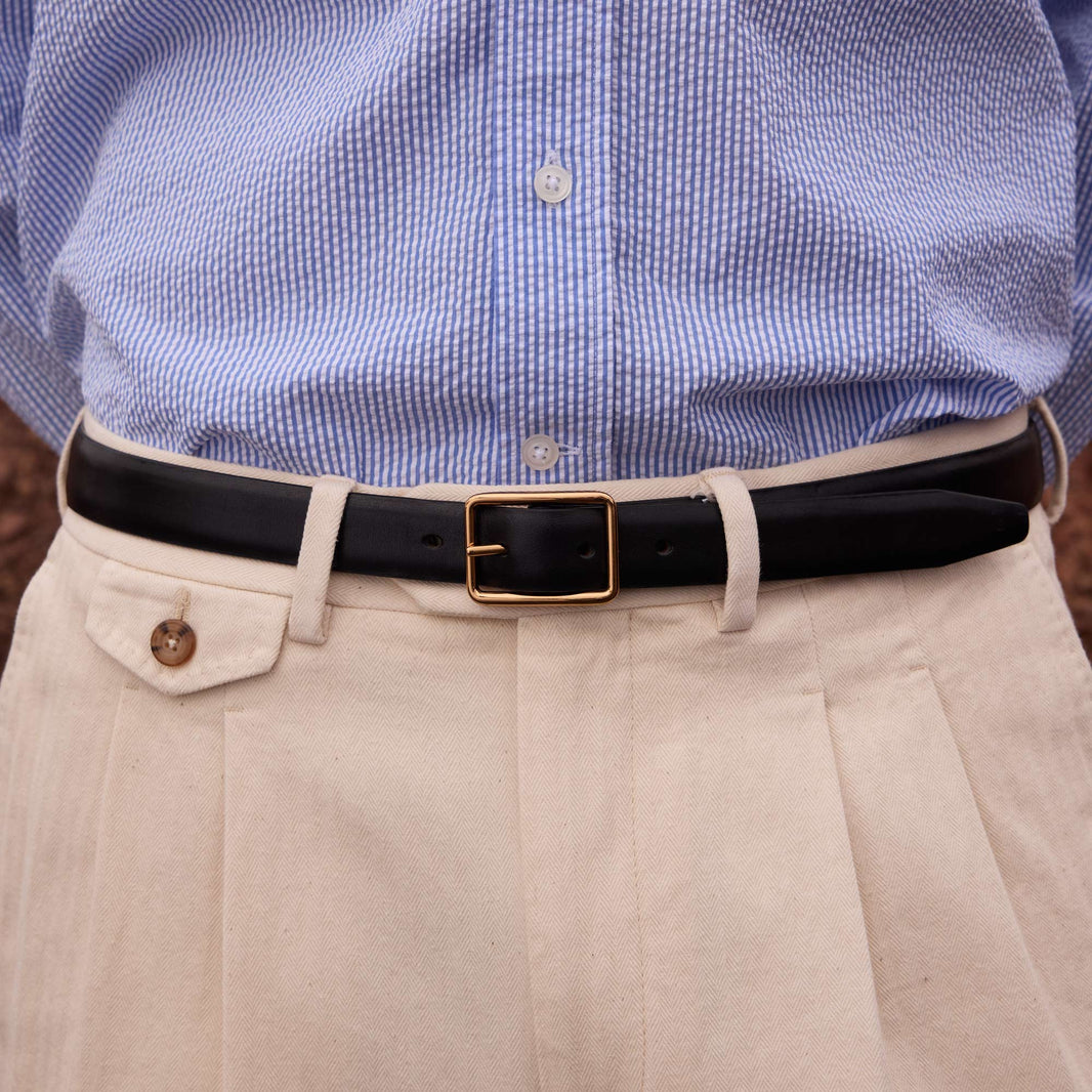 Ceinture réversible noire et bordeaux en cuir de vachette