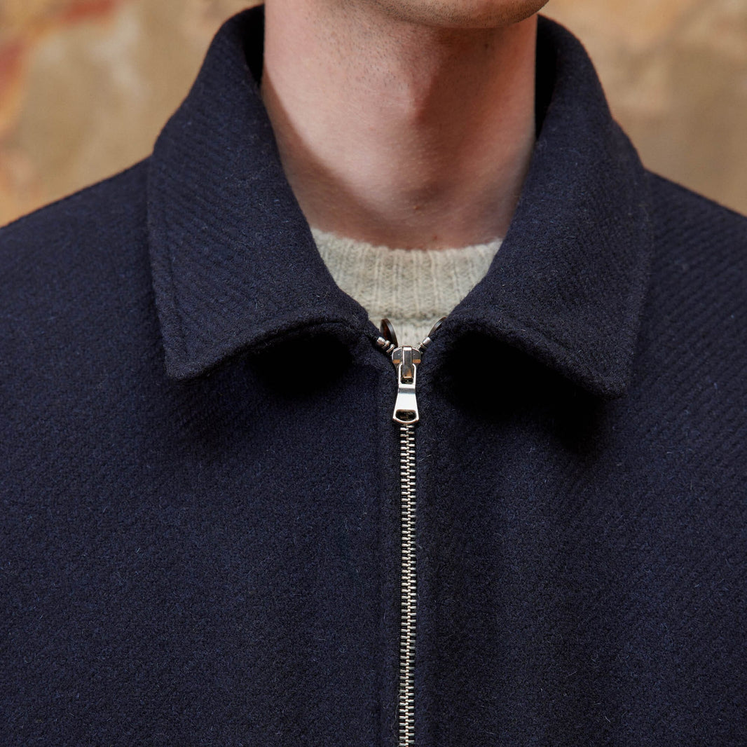 Blouson aviateur en laine marine