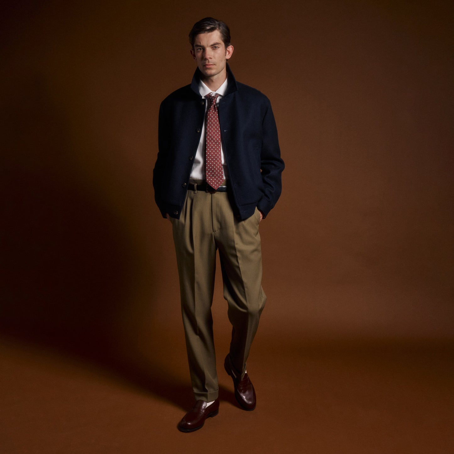 Blouson marine en laine cachemire