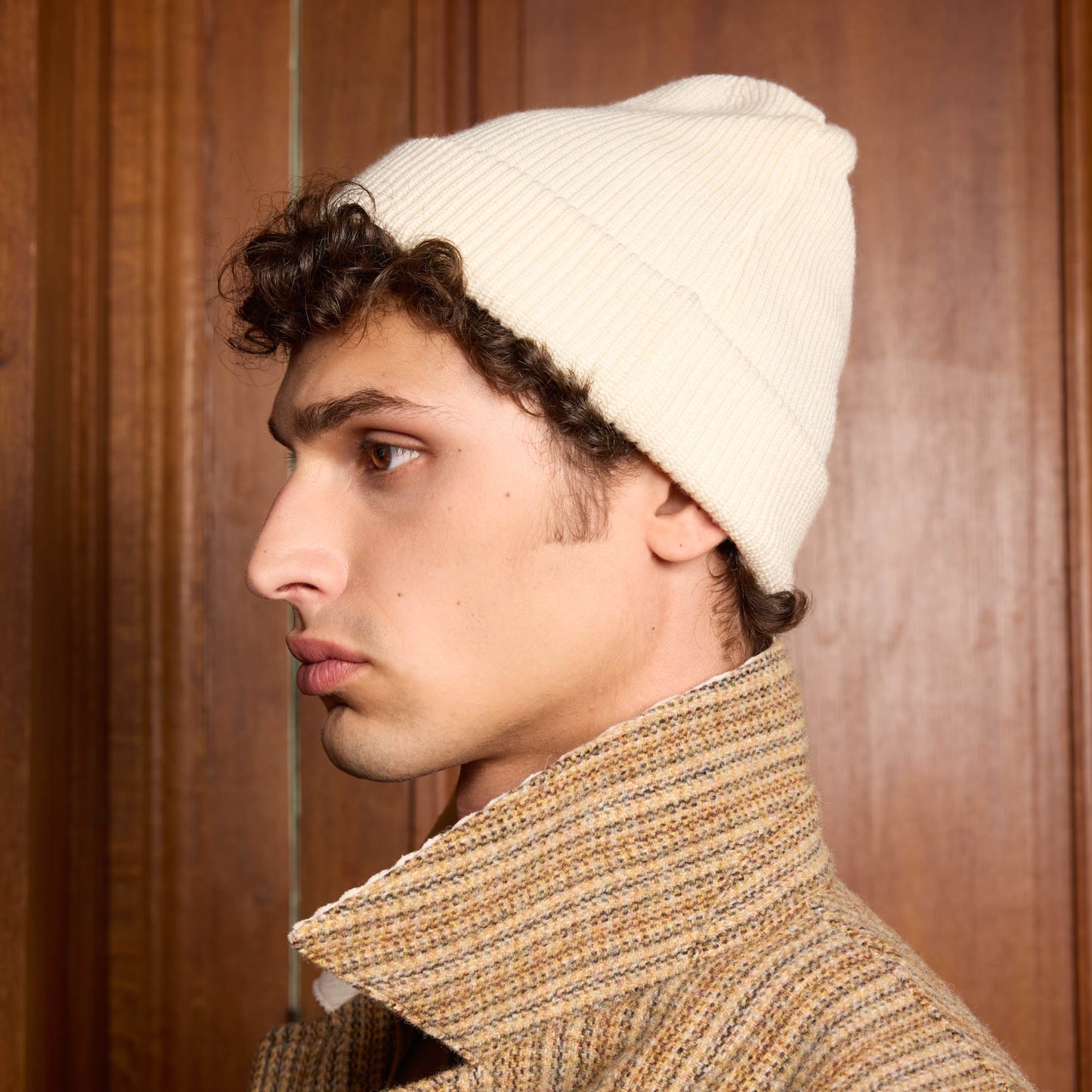 Bonnet en laine mérinos écru