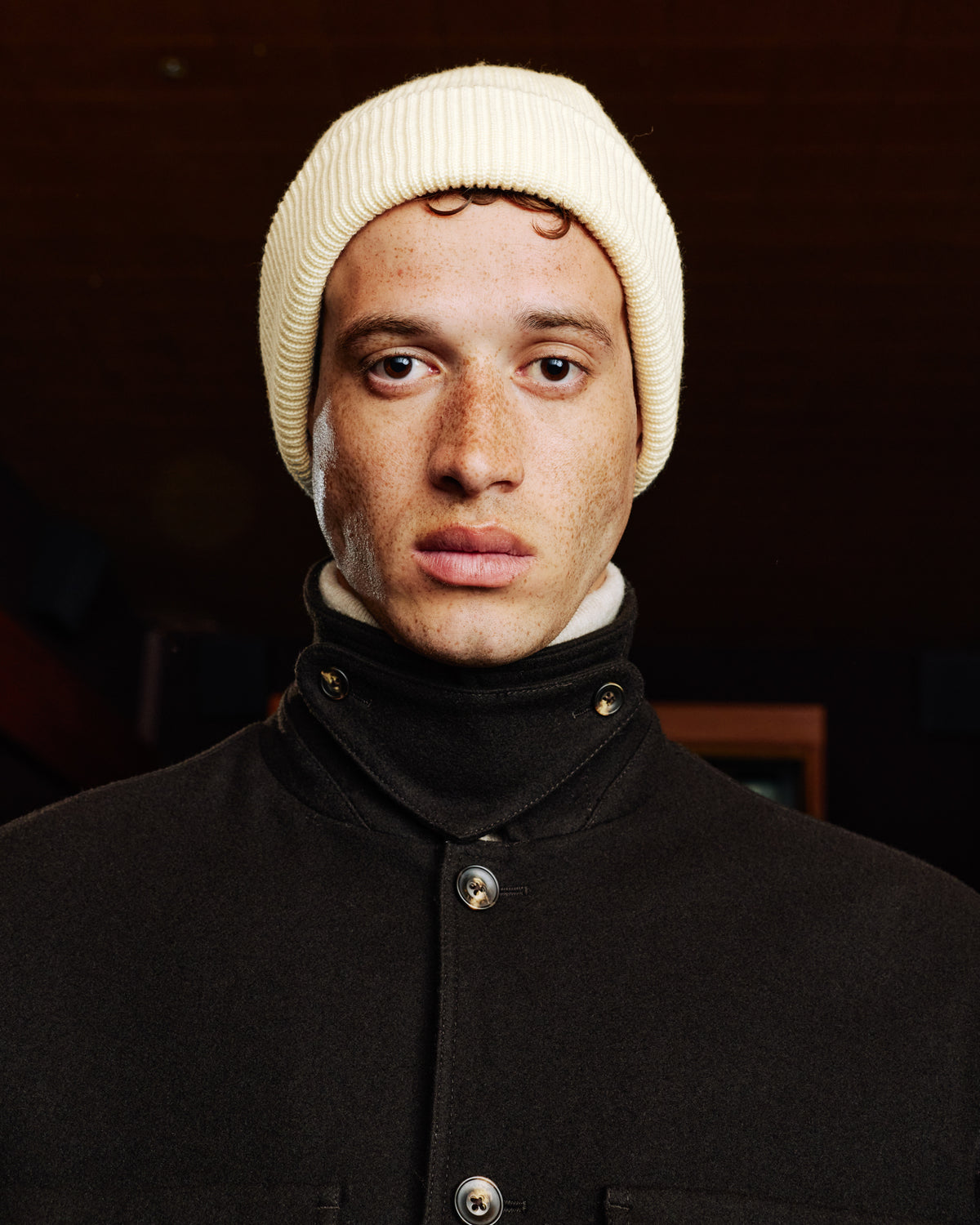 Ecru merino wool beanie