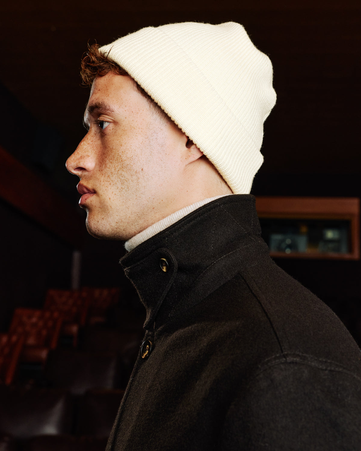 Ecru merino wool beanie