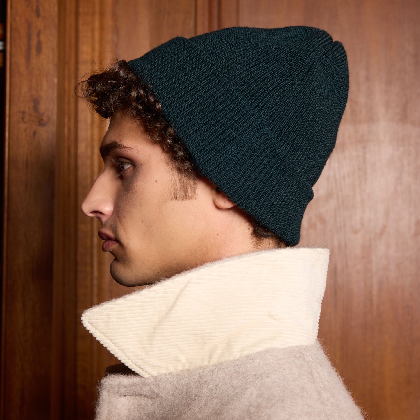 Bonnet en laine mérinos vert