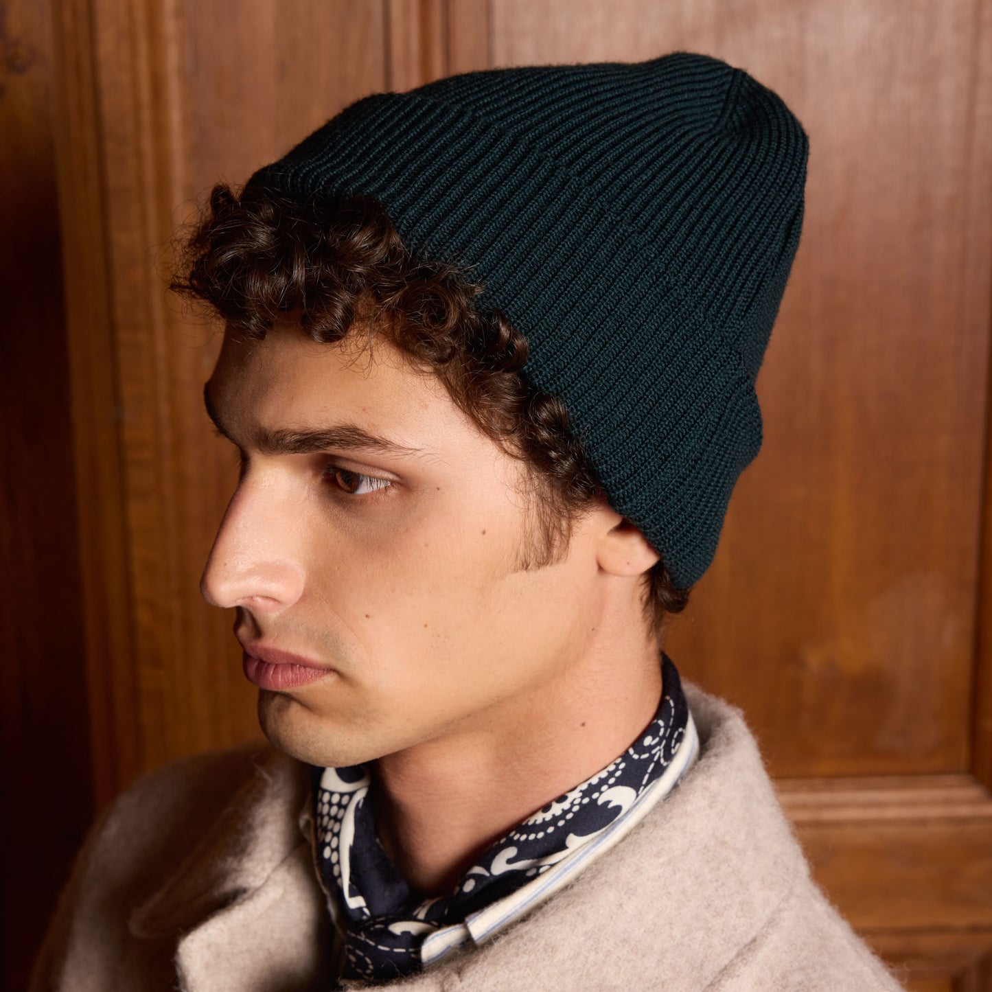 Bonnet en laine mérinos vert