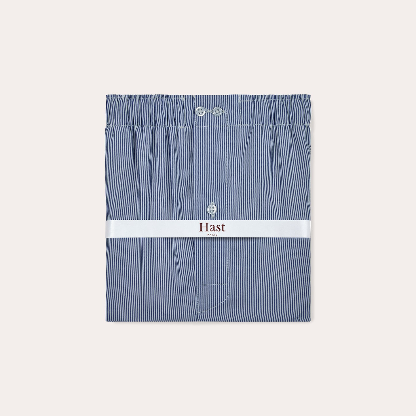 Caleçon en coton bleu foncé à rayure blanche