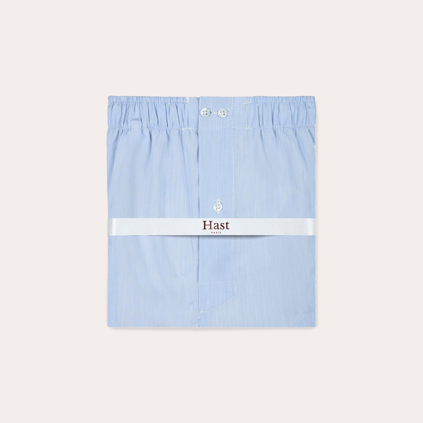 Caleçon en coton bleu ciel à rayure blanche