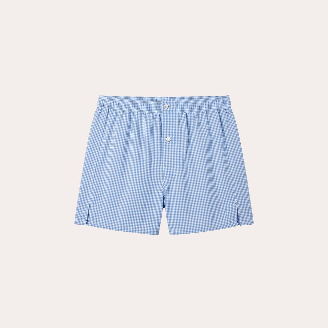 Boxershorts aus himmelblauer Baumwolle mit Karomuster