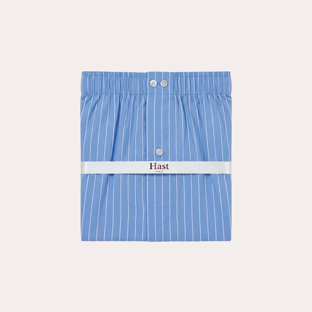 Boxershorts aus Baumwolle in Blau mit weißen Streifen