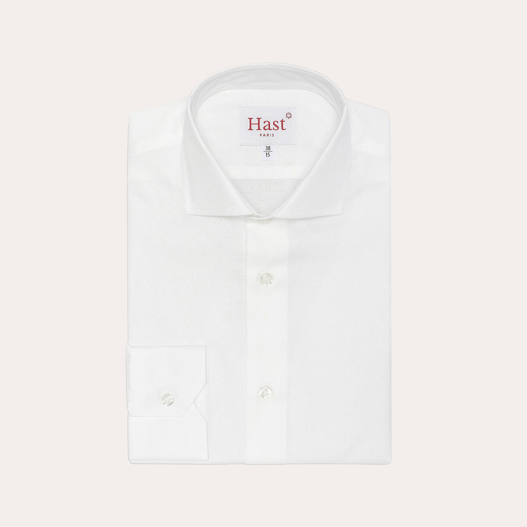 Fitted white double-twisted Oxford shirt