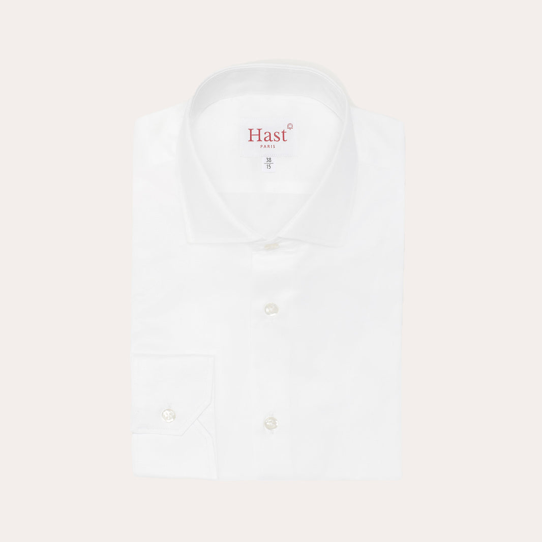 Fitted shirt in white double-twisted twill