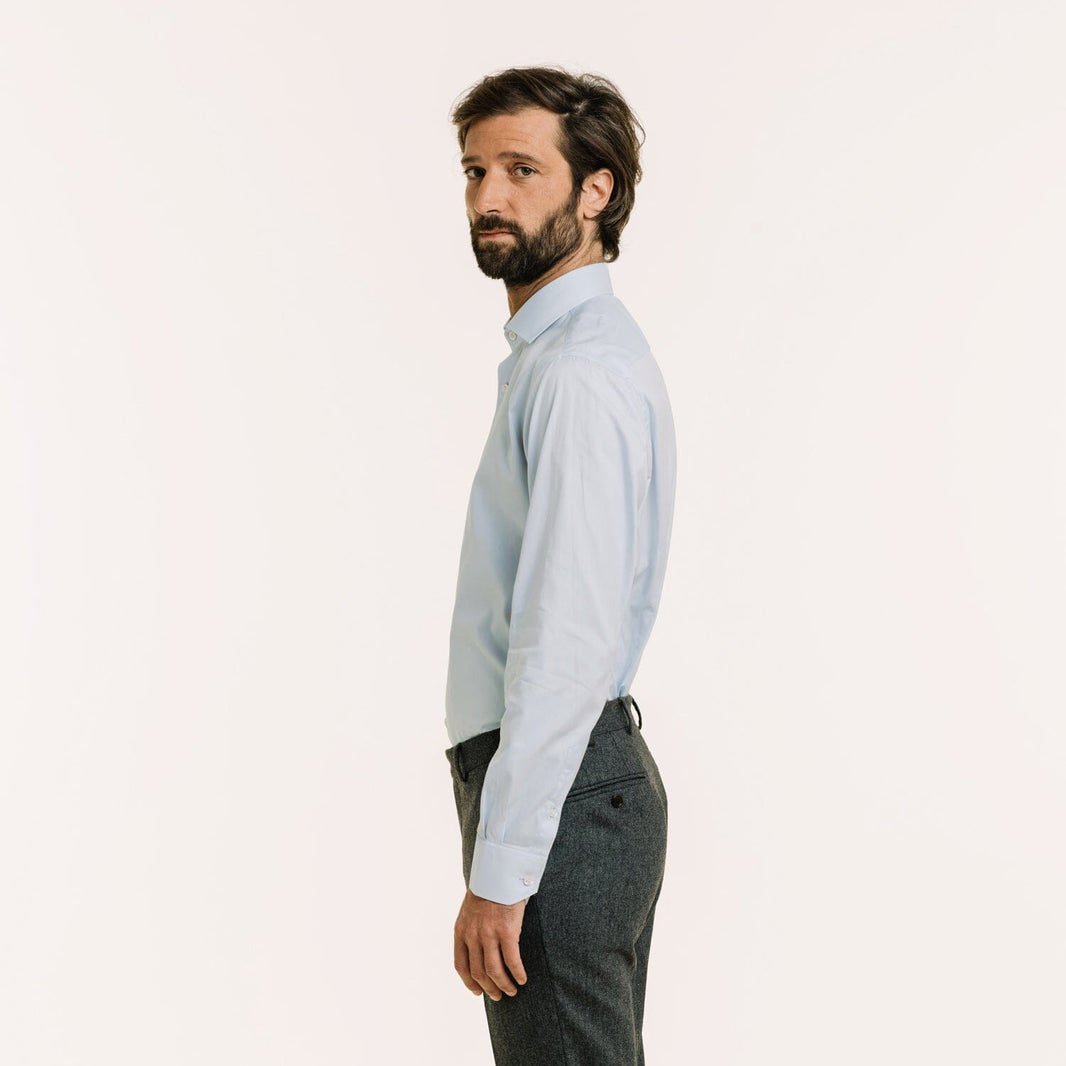 Fitted shirt in sky blue double-twisted Oxford