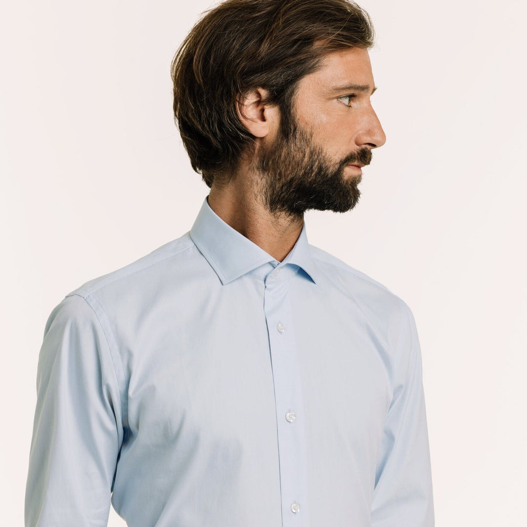 Fitted shirt in sky blue double-twisted Oxford
