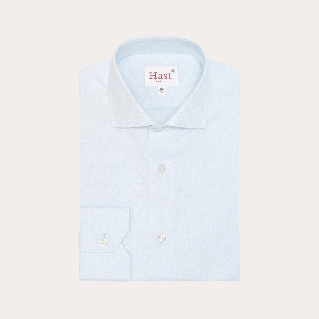 Fitted shirt in sky blue double-twisted Oxford