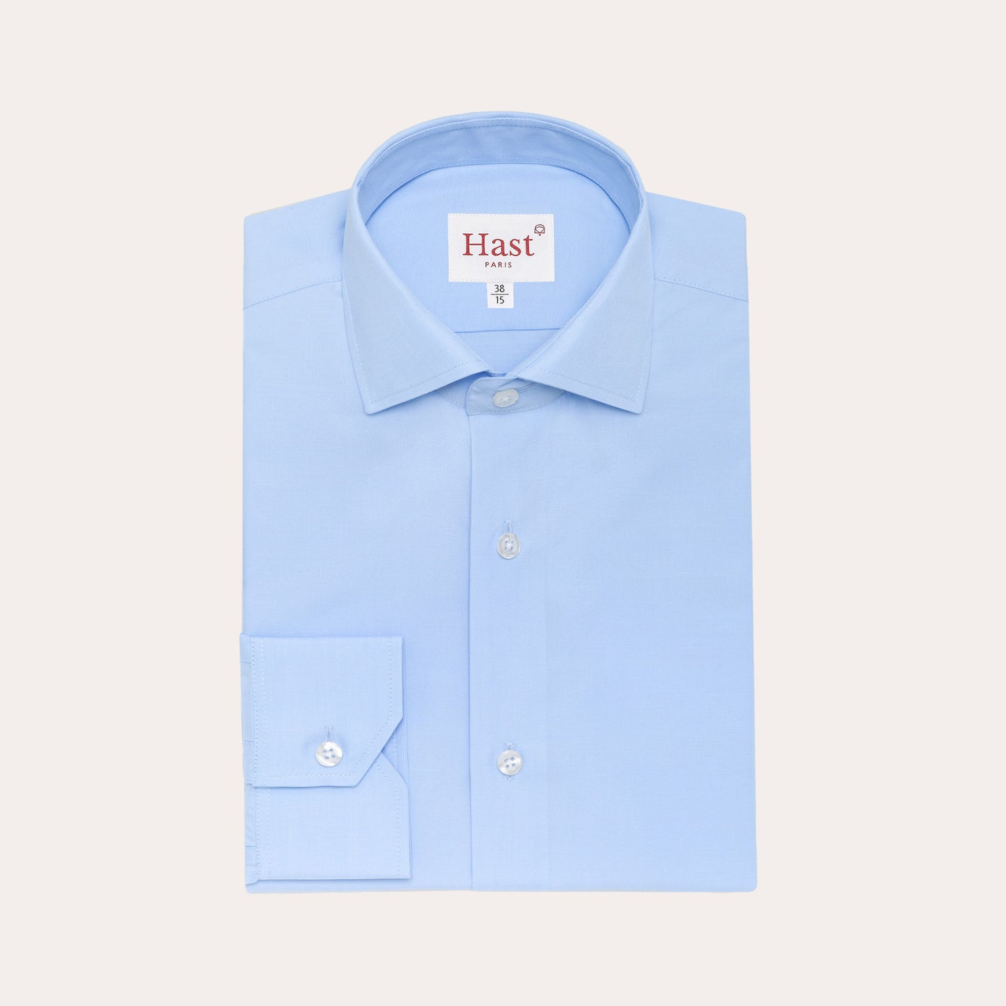 Fitted shirt in blue double-twisted poplin