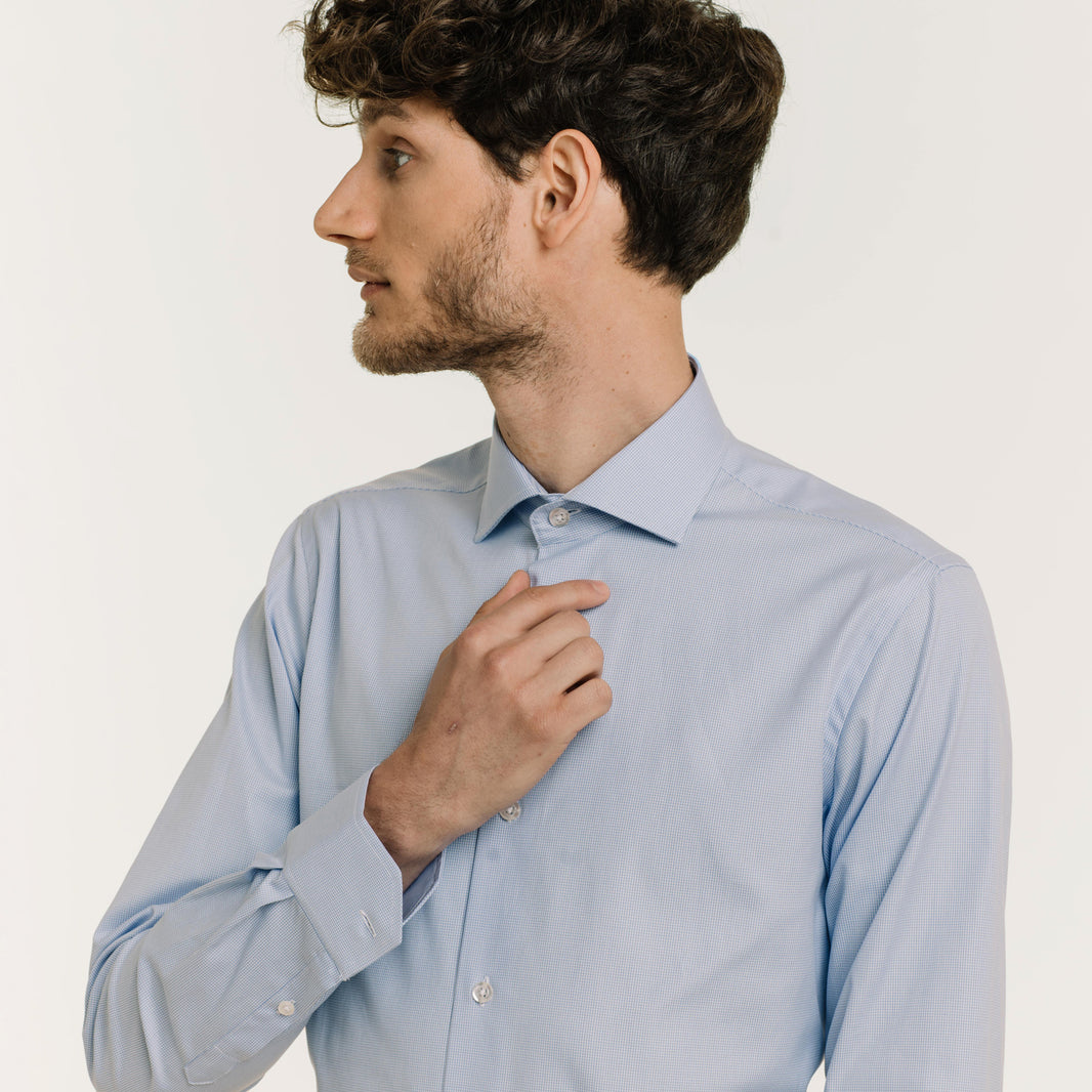 Blue double-twisted oxford shirt