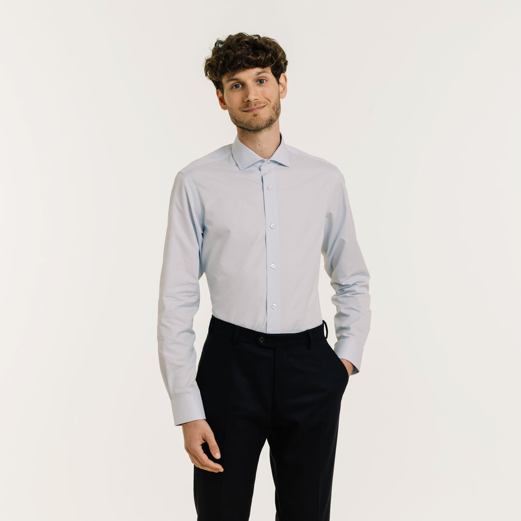 Fitted shirt in sky blue double-twisted fil-a-fil