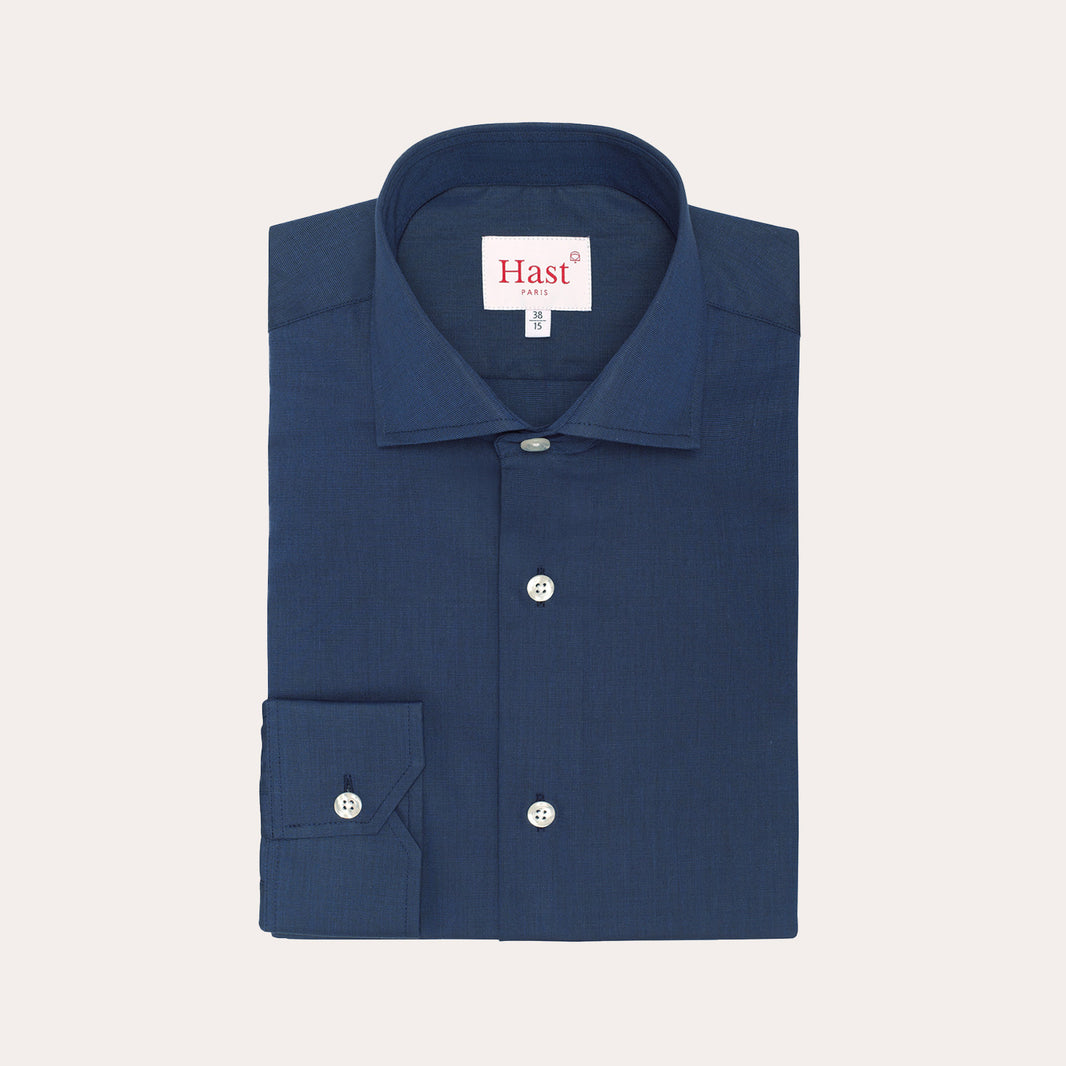 Fitted shirt in midnight blue double-twisted fil-a-fil