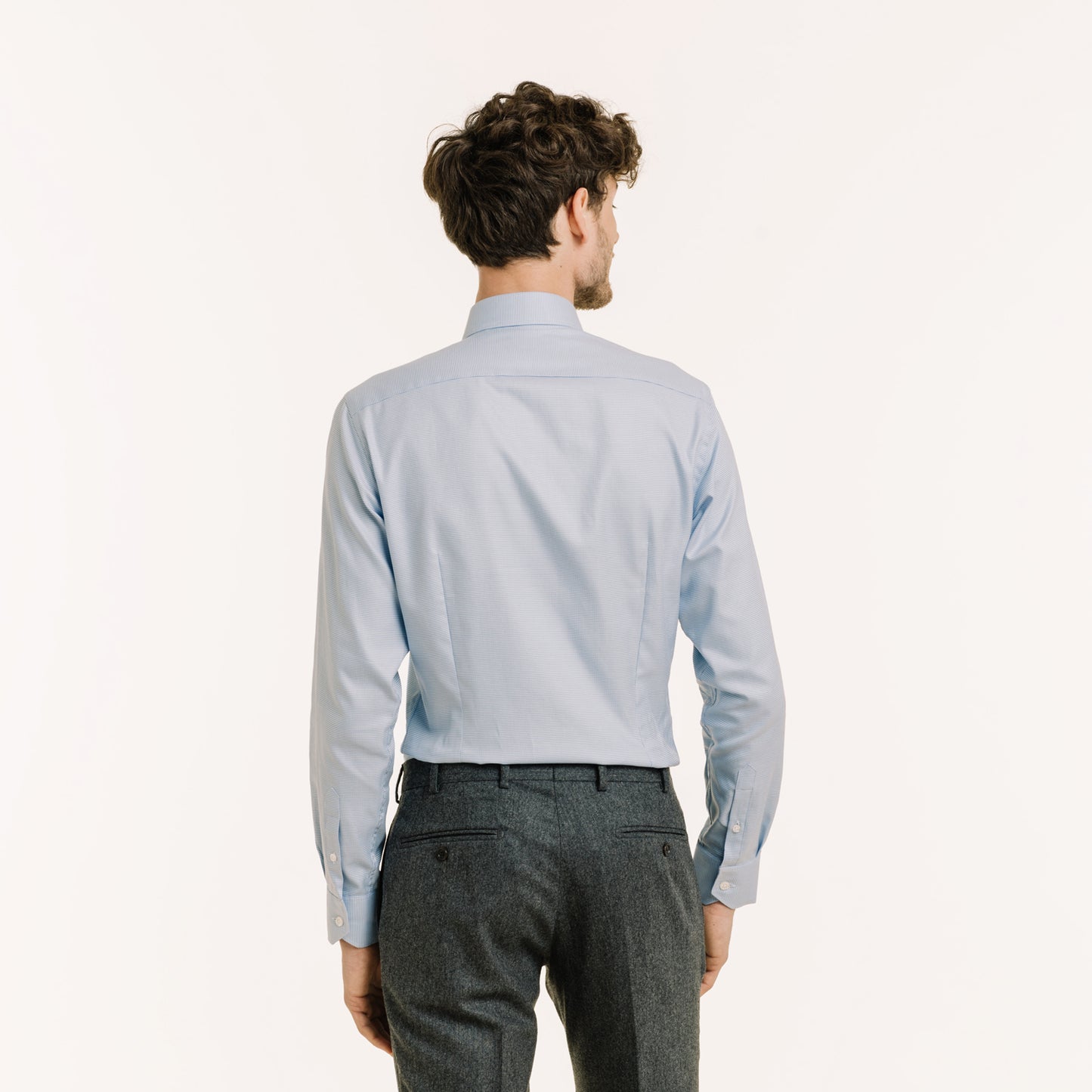 Fitted shirt in blue double-twisted houndstooth Oxford