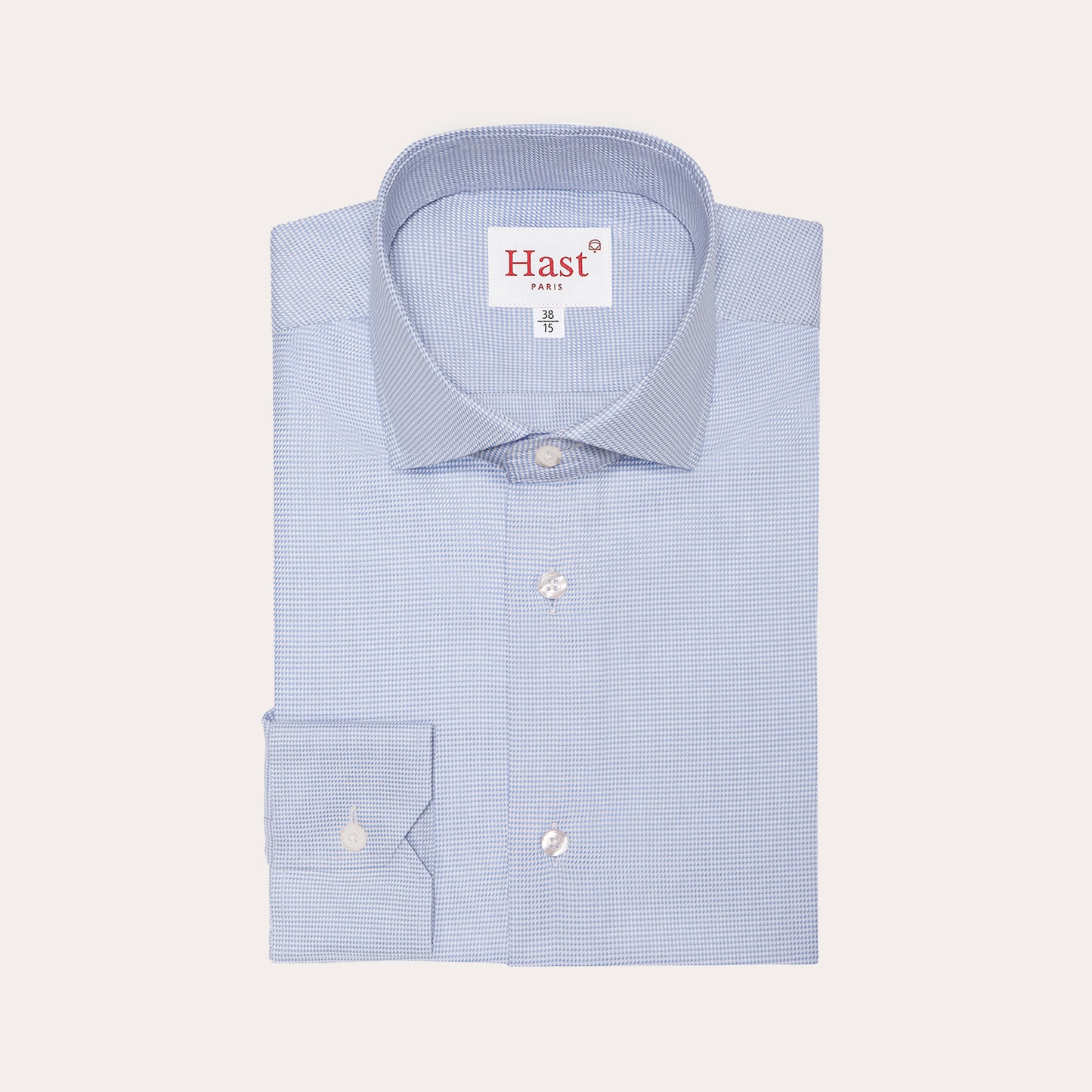 Fitted shirt in blue double-twisted houndstooth Oxford