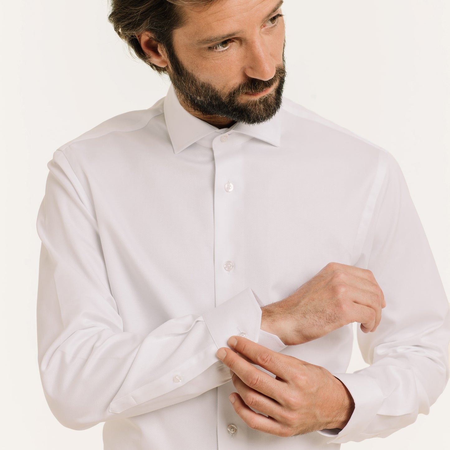 Men's White Fitted Shirt Dobby Hast Hast Paris