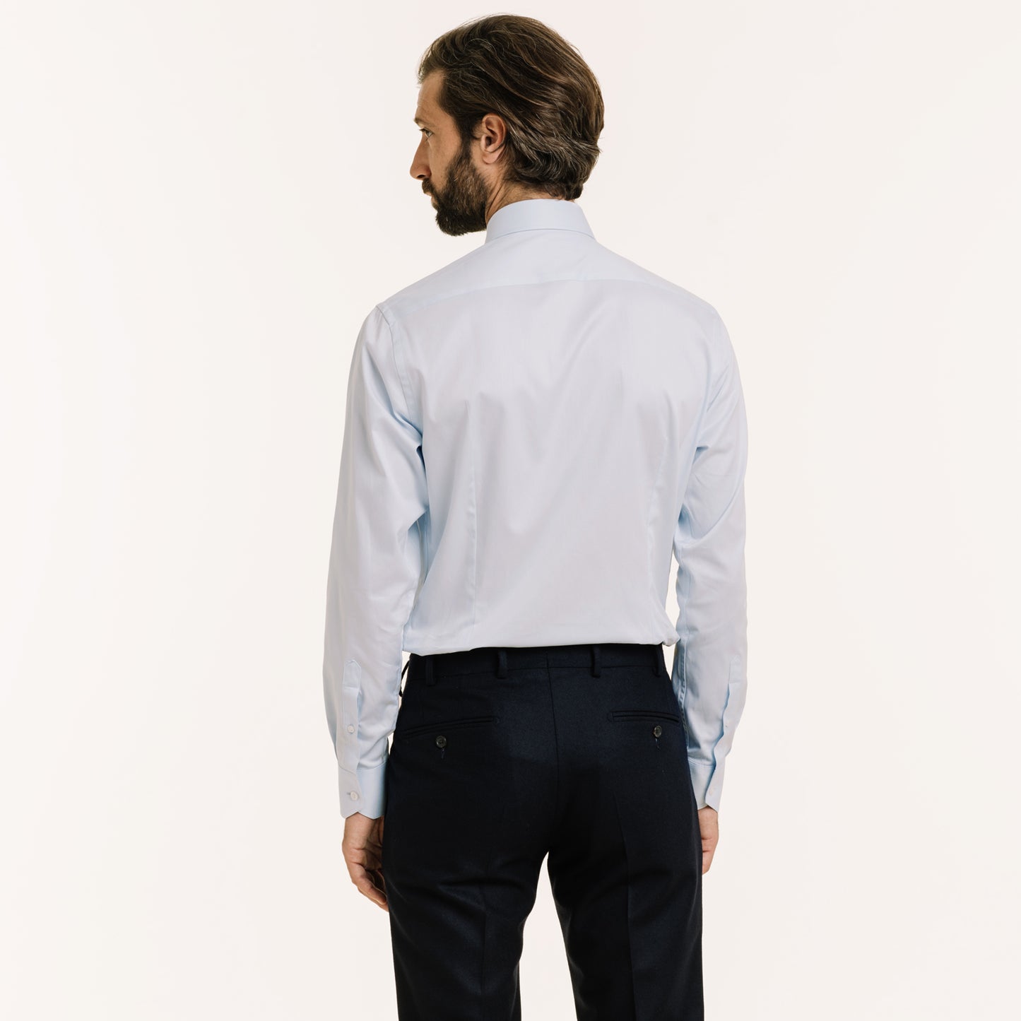 Fitted shirt in sky blue double twisted twill
