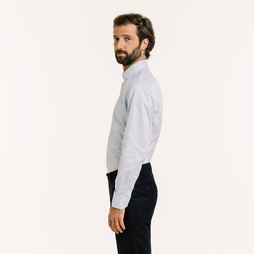 Fitted shirt in sky blue double twisted twill