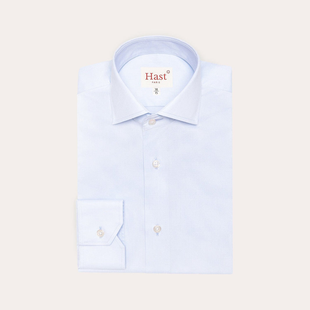 Fitted shirt in sky blue double twisted twill