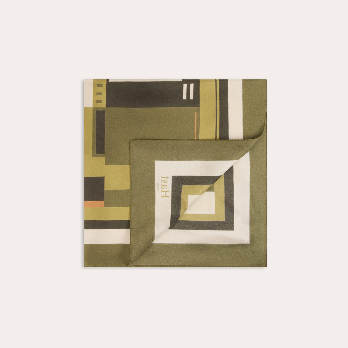 Bandana en soie kaki motif terrain de tennis